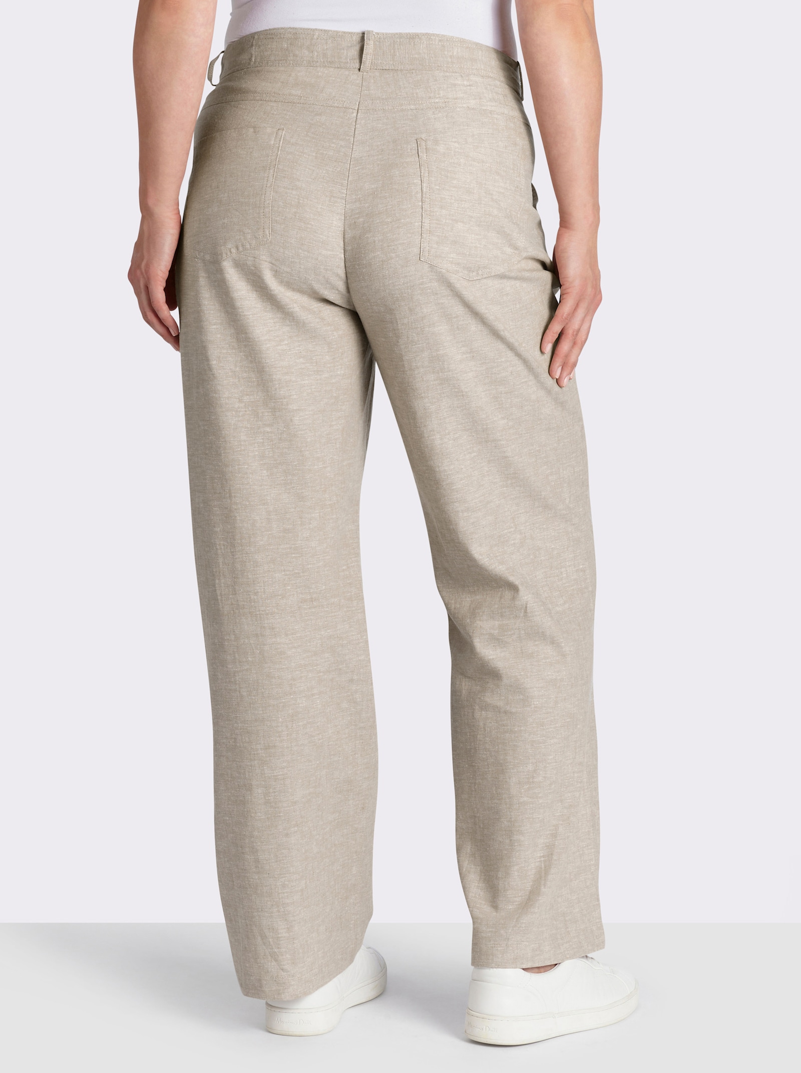Palazzohose mit Bindegürtel - beige