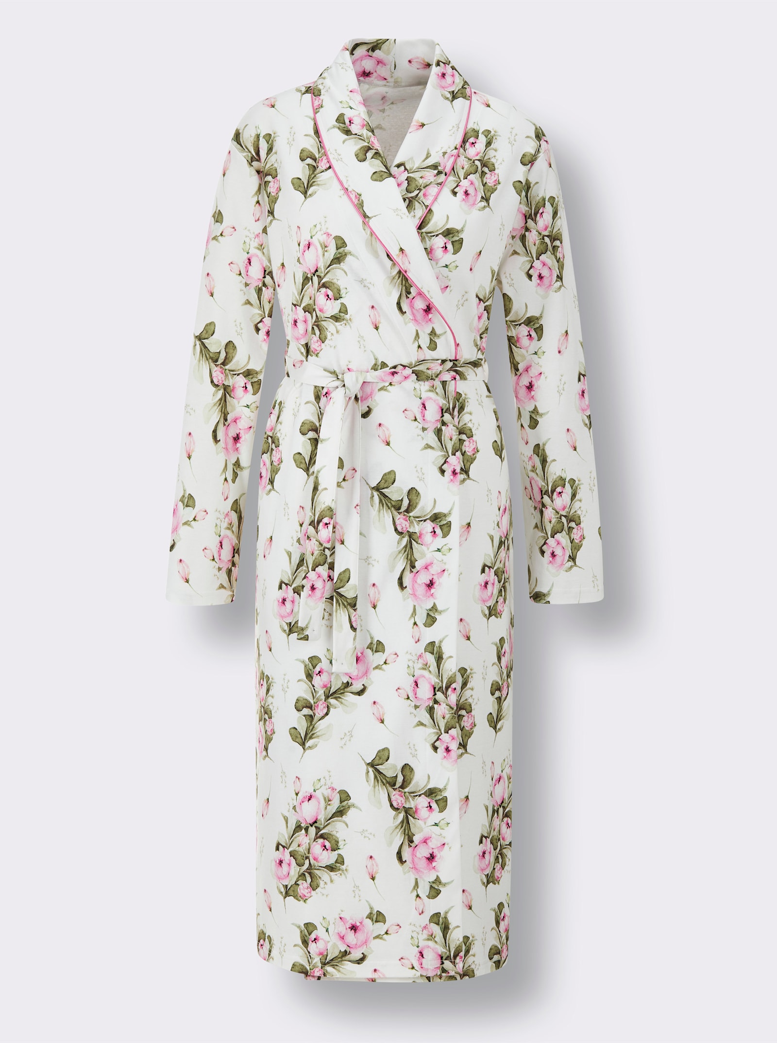 Comodo Morgenmantel - ecru-rosé-bedruckt