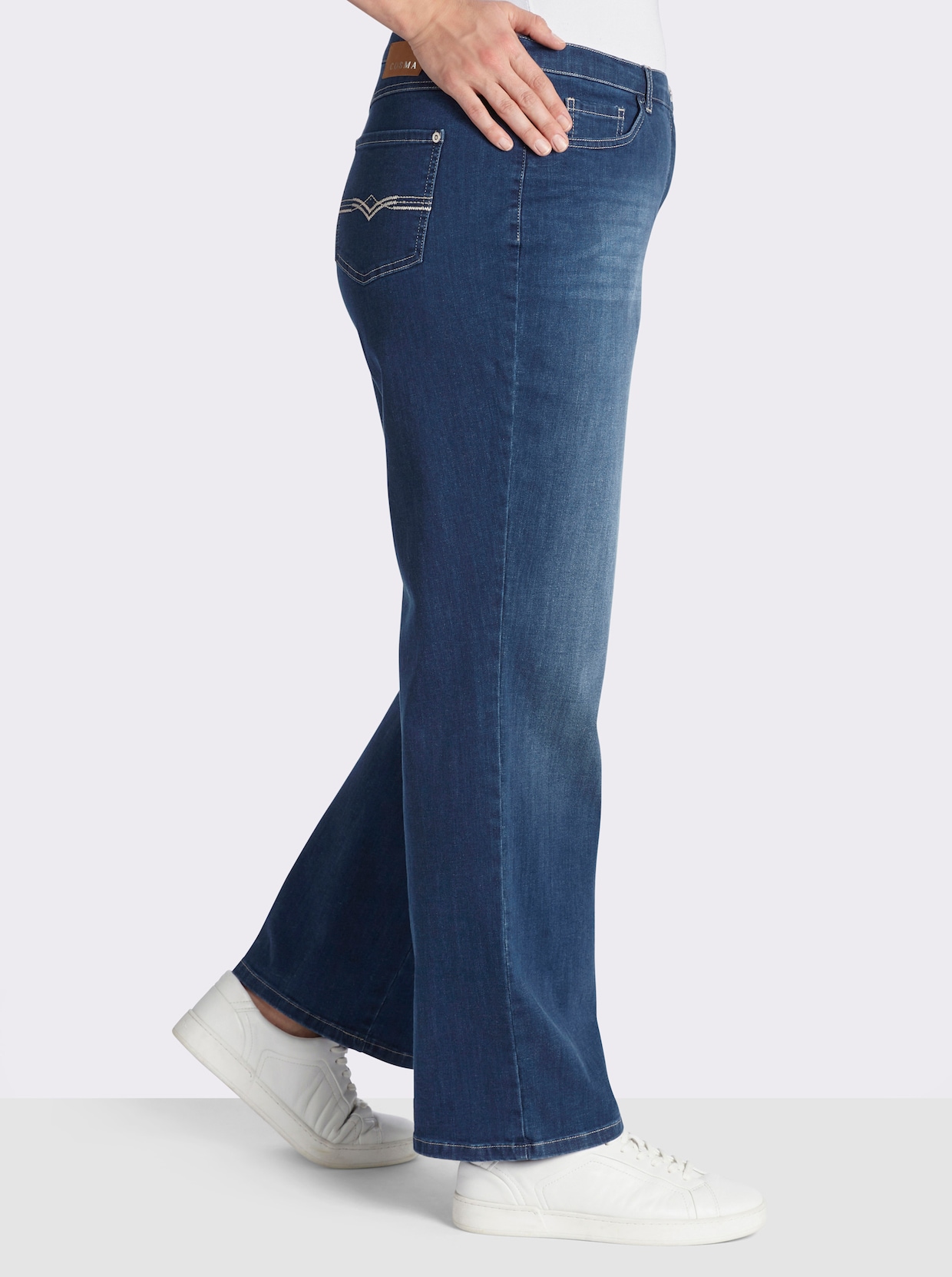Cosma Gerade Jeans mit Stickerei - blue-stone-washed