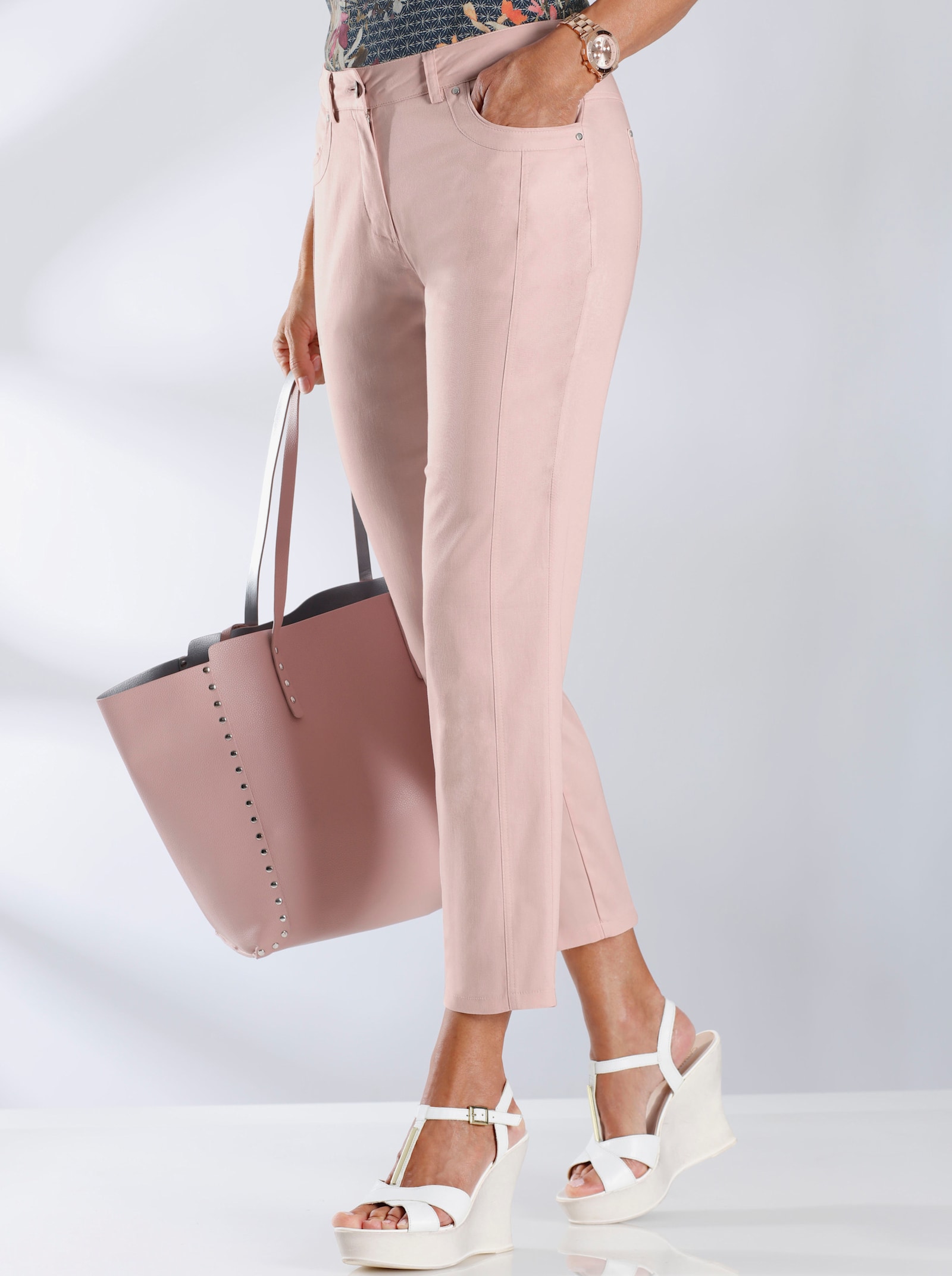 7/8-Jeans mit optisch streckenden Nähten - rosé