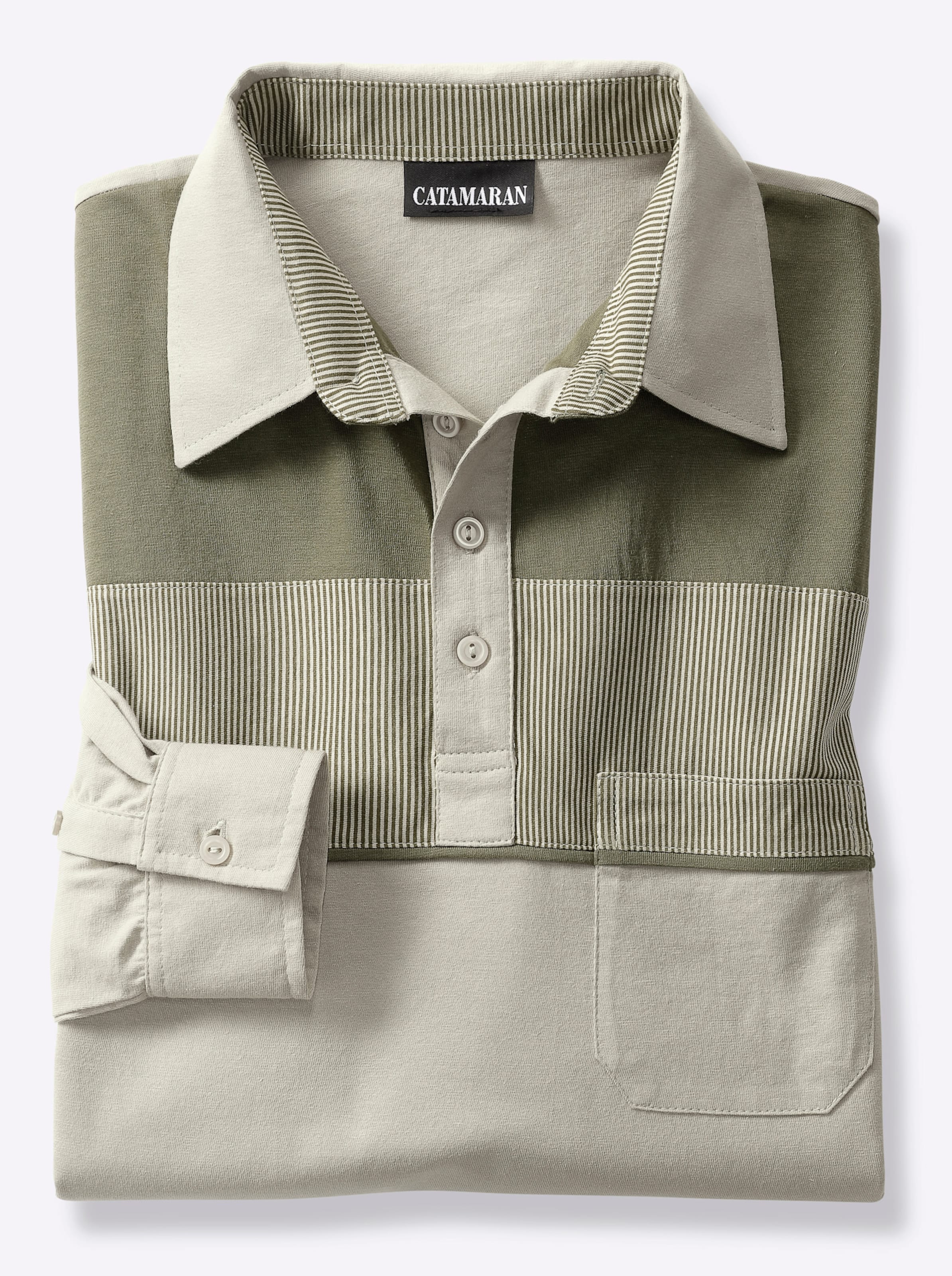 Catamaran Herren Beige Oliv Poloshirt "Langarm-Poloshirt" 1 Stk. erhältlich in Größe 44/46/60/62 von Baur - Bild 5
