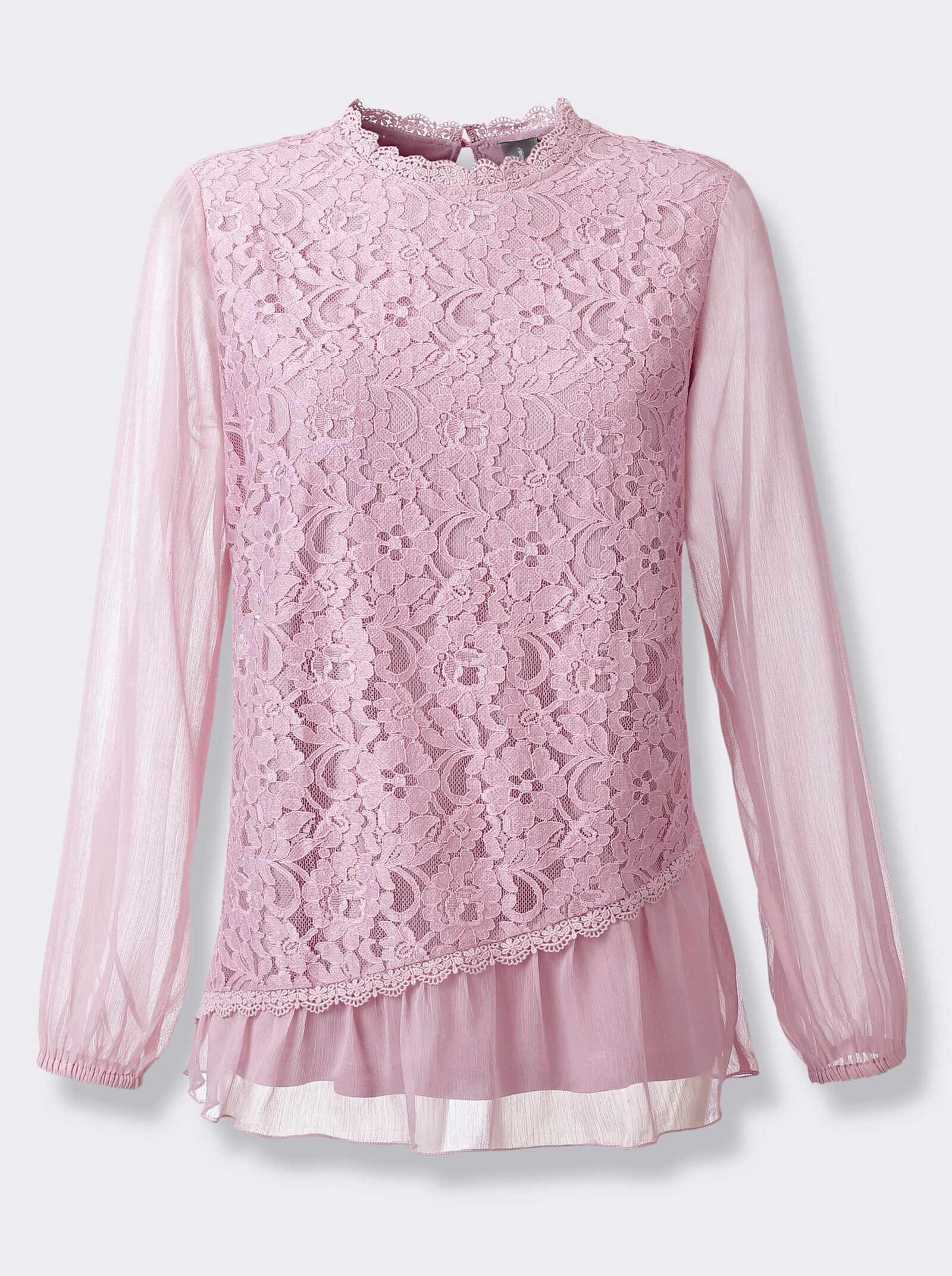 Spitzenbluse im Lagenlook - mauve