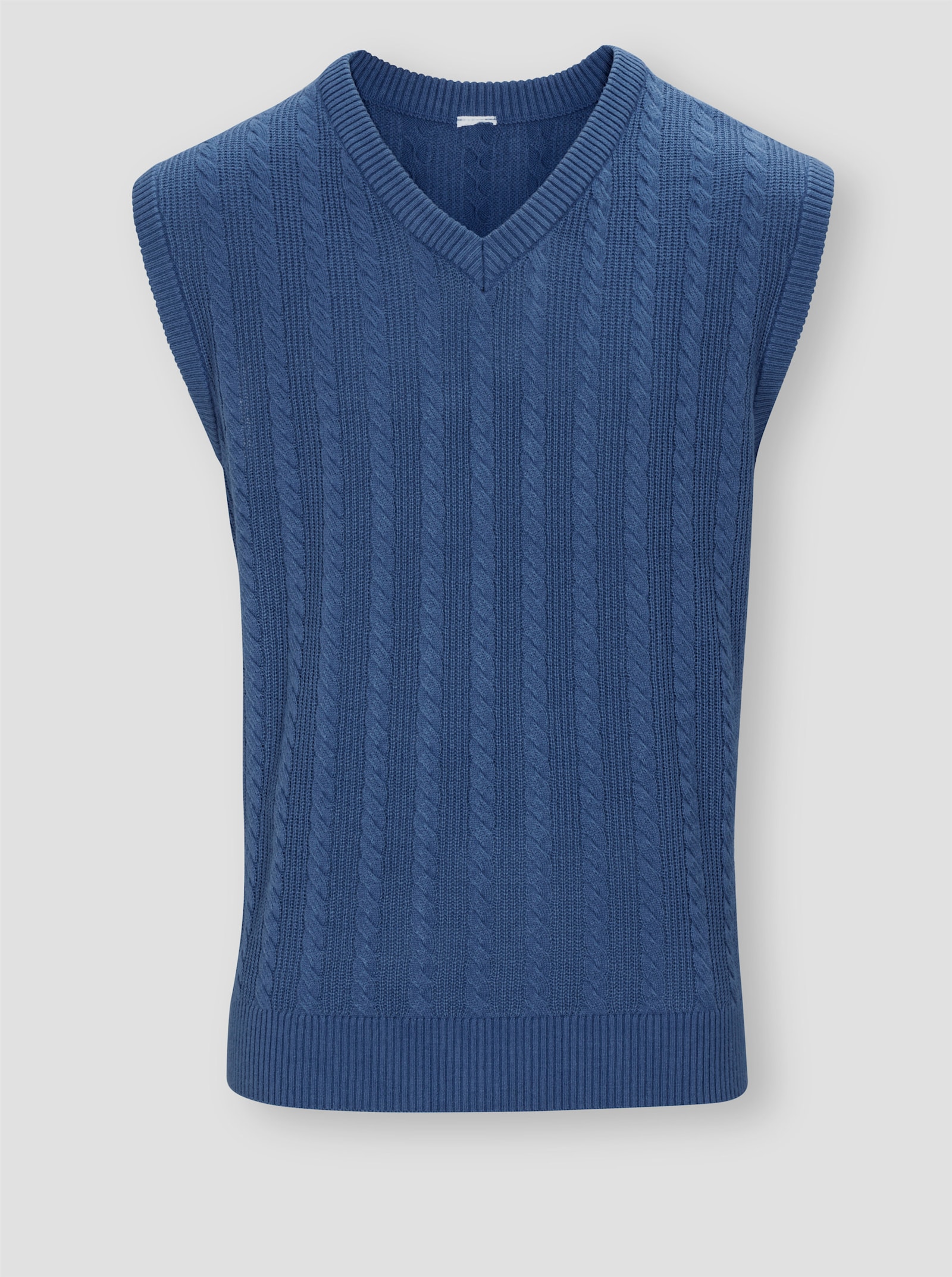 Pullunder mit Zopf- und Strickmuster - jeansblau