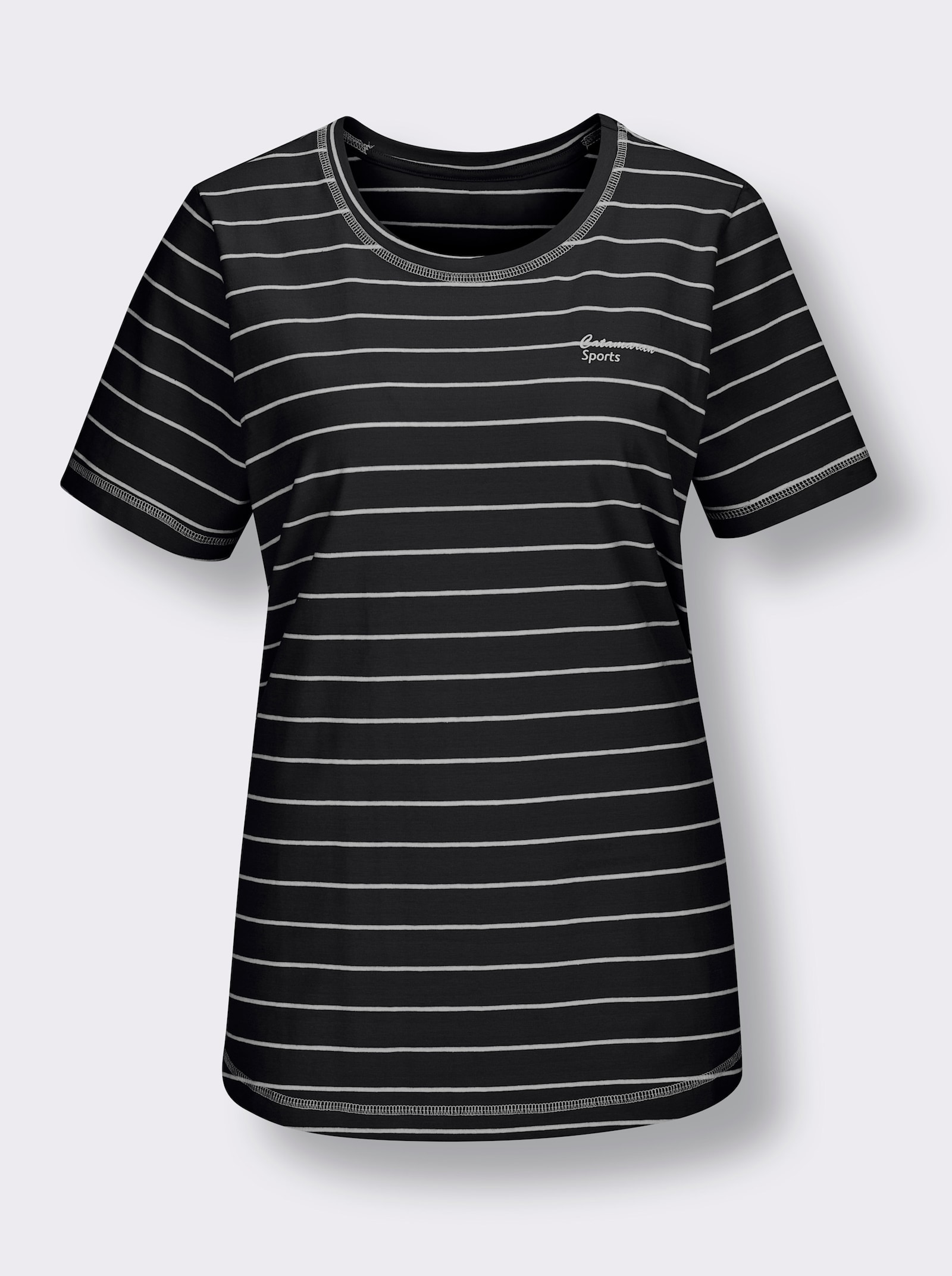 Catamaran Sports Funktionsshirt mit Seitenschlitzen - schwarz-weiß-geringelt