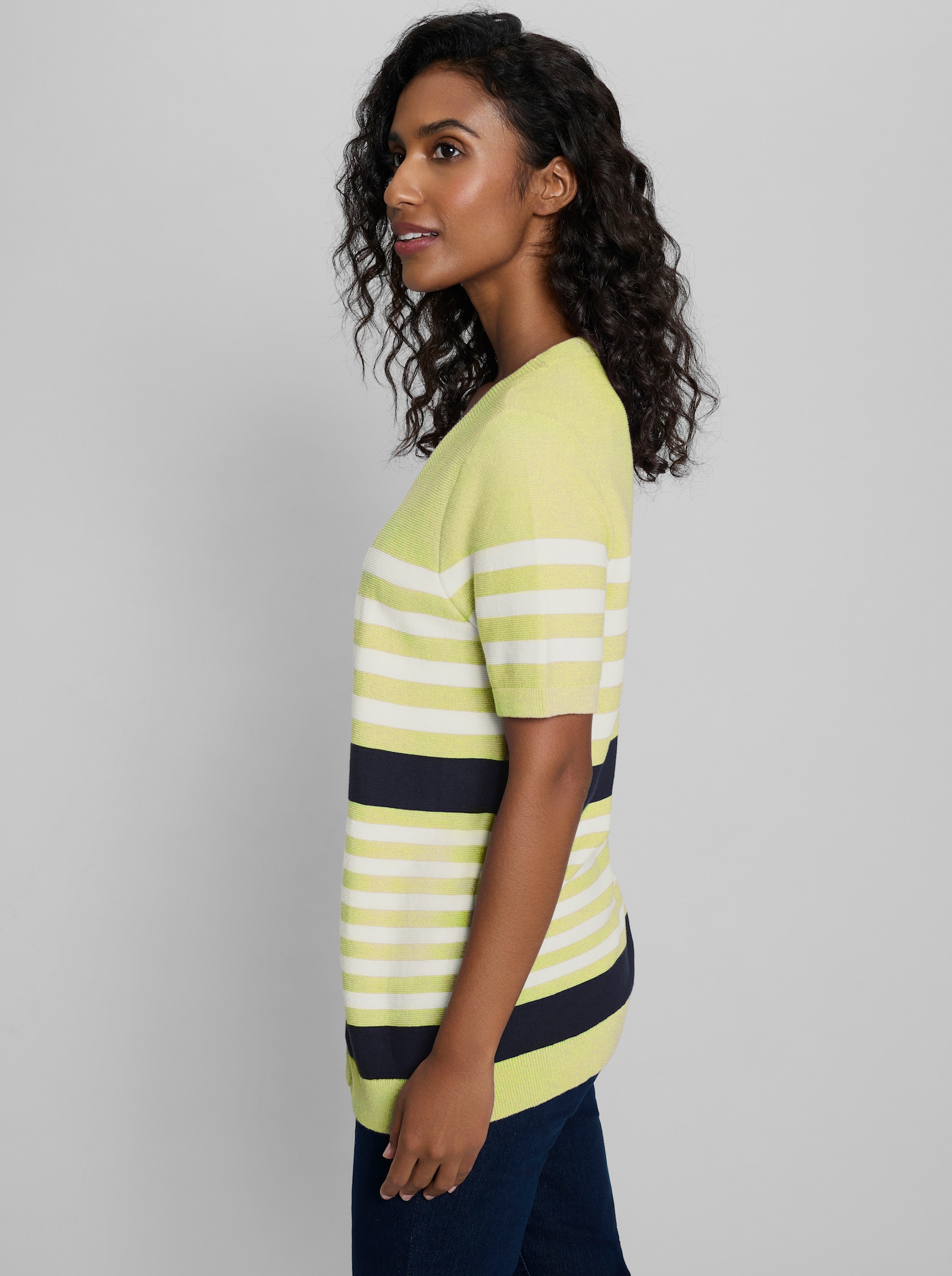 heine 2-in-1-Pullover mit Streifen - pistazie-marine-geringelt