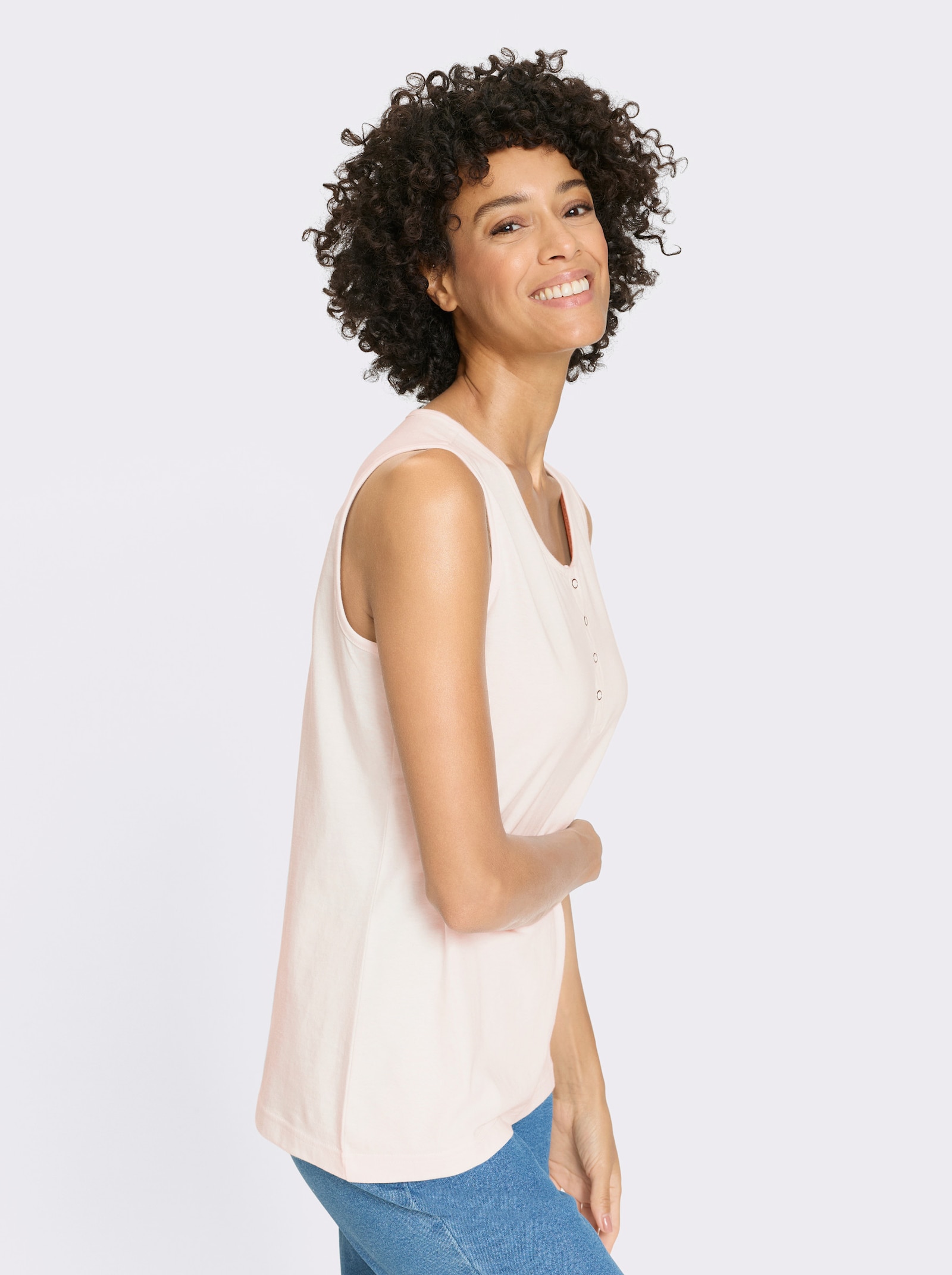 Linne med kort knappslå - gräddvit