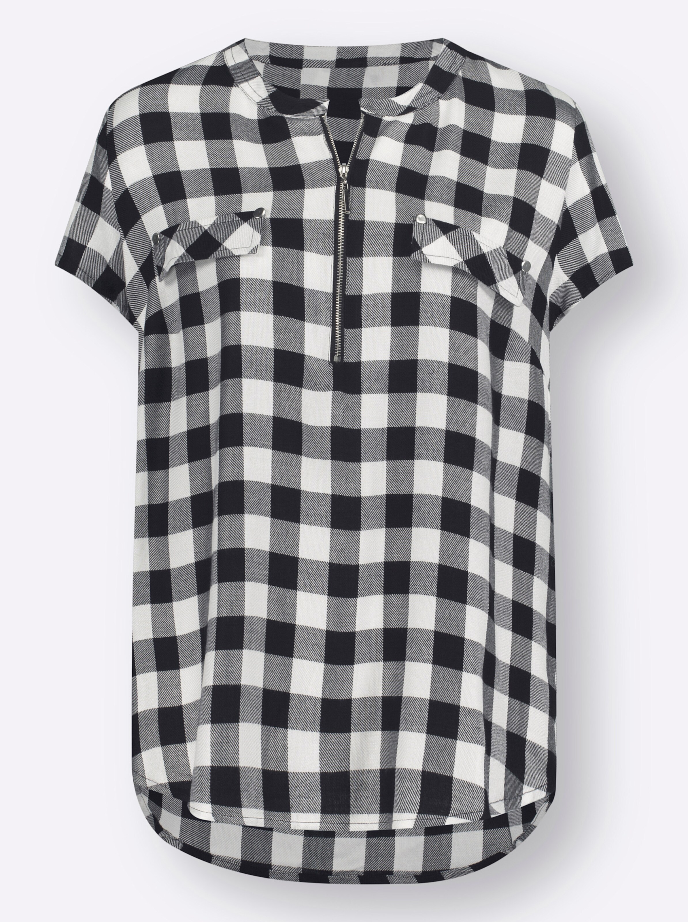 Witt Weiden Damen Kurzarmbluse schwarz ecru bedruckt  - Onlineshop Witt Weiden