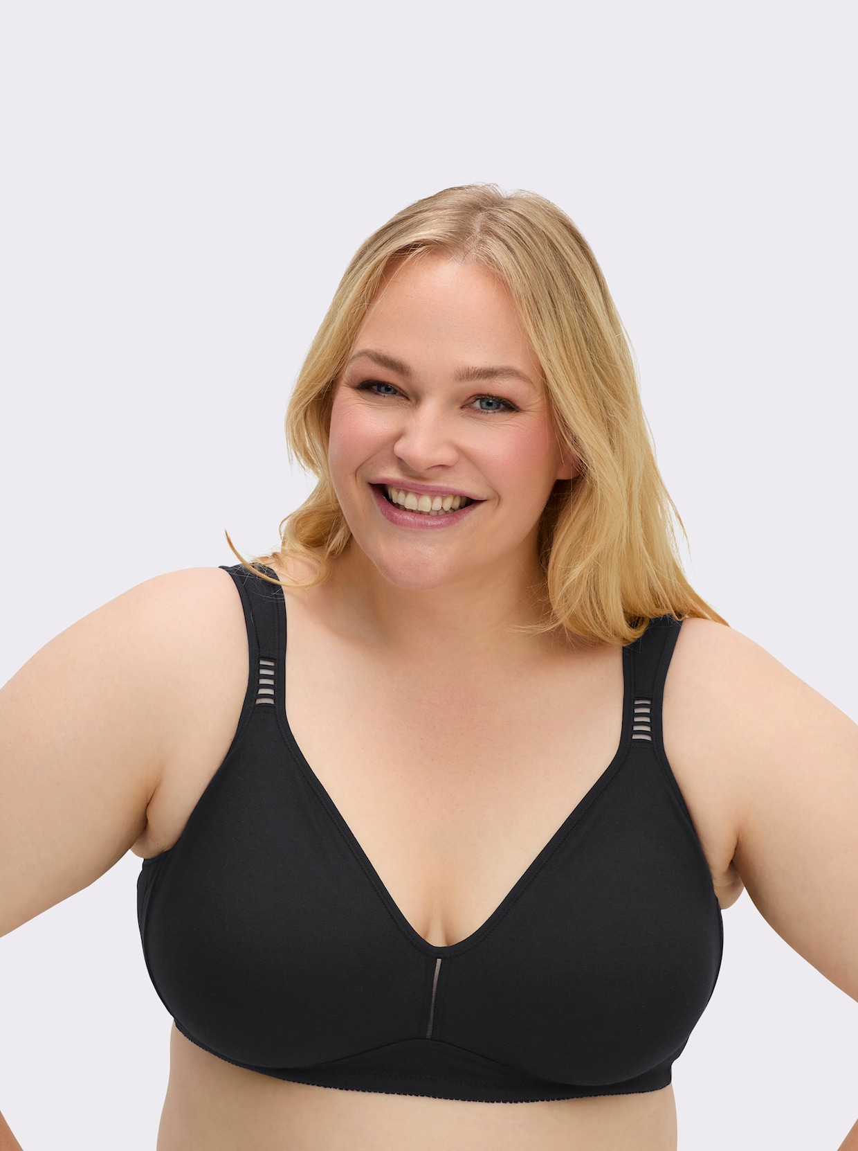 wäschepur Komfort-BH ohne Bügel mit transparenten Einsätzen - schwarz