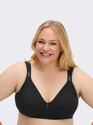 wäschepur Komfort-BH ohne Bügel mit transparenten Einsätzen - schwarz