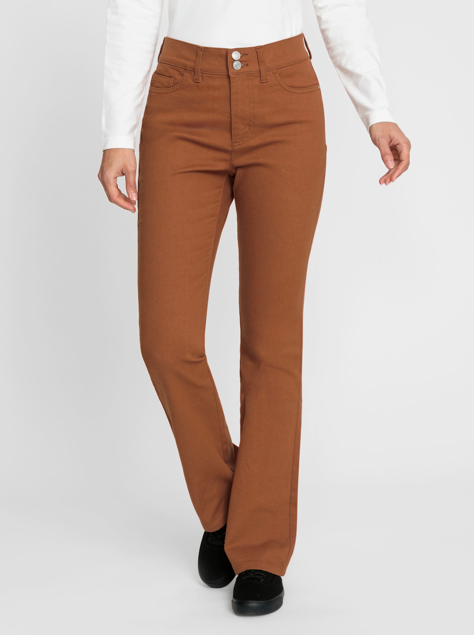 Bootcut-Jeans mit Push-up-Effekt - cognac