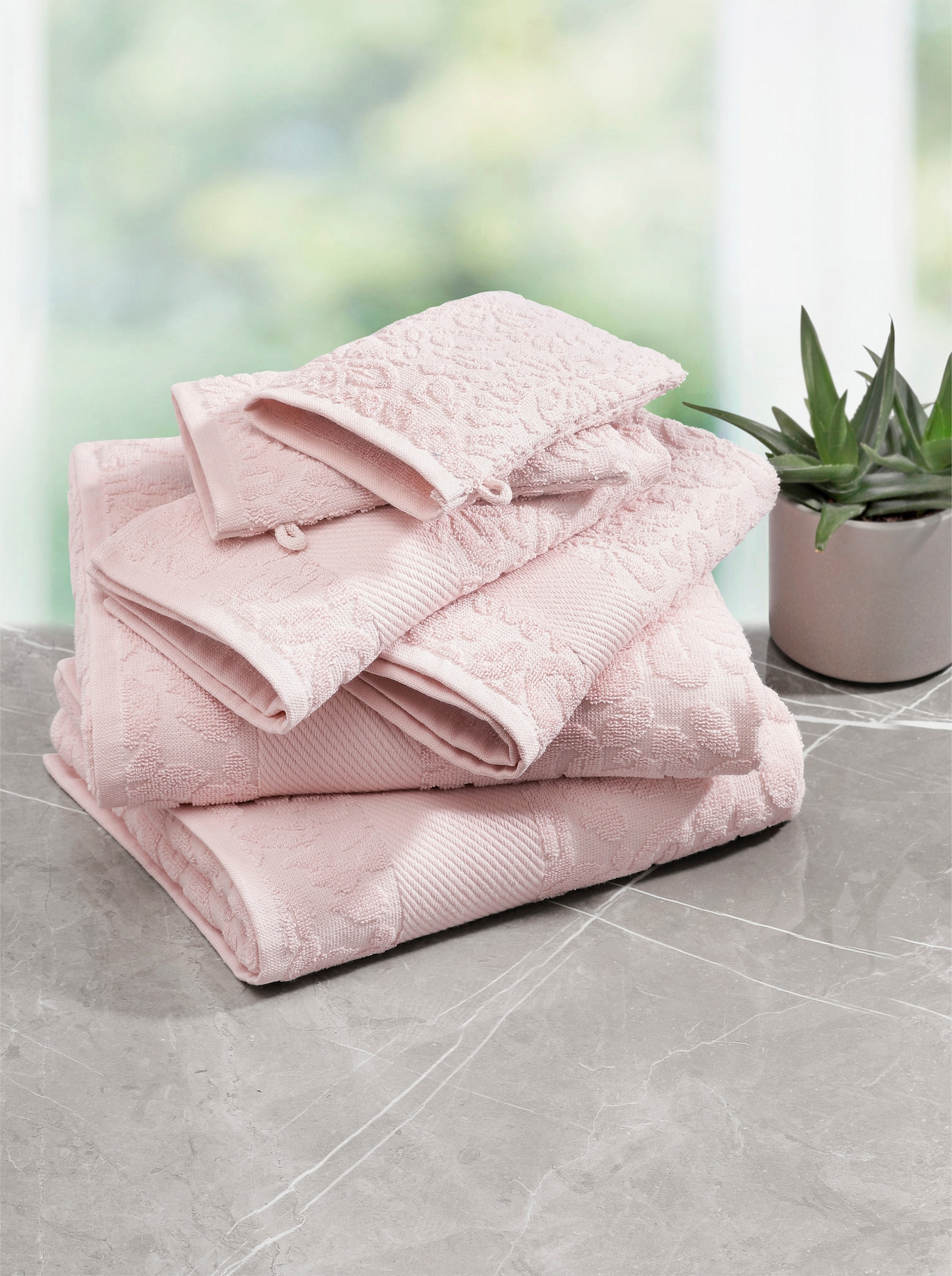 6-tlg. Handtuch-Set in rosé