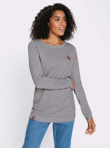 Longpullover mit 50% Baumwolle - grau-meliert