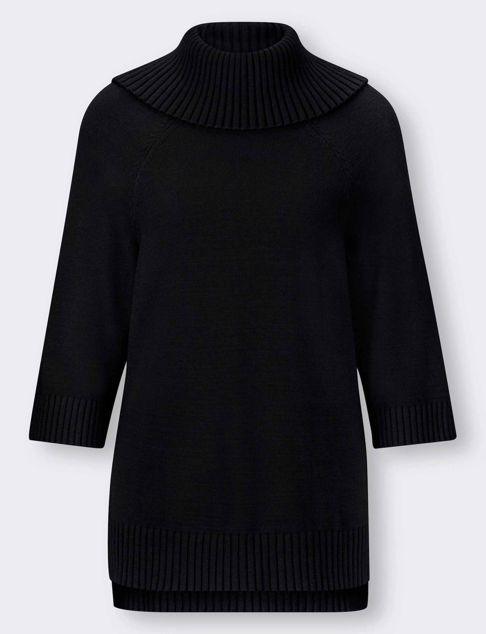 heine Rollkragenpullover mit 3/4-langen Raglan-Ärmeln - schwarz