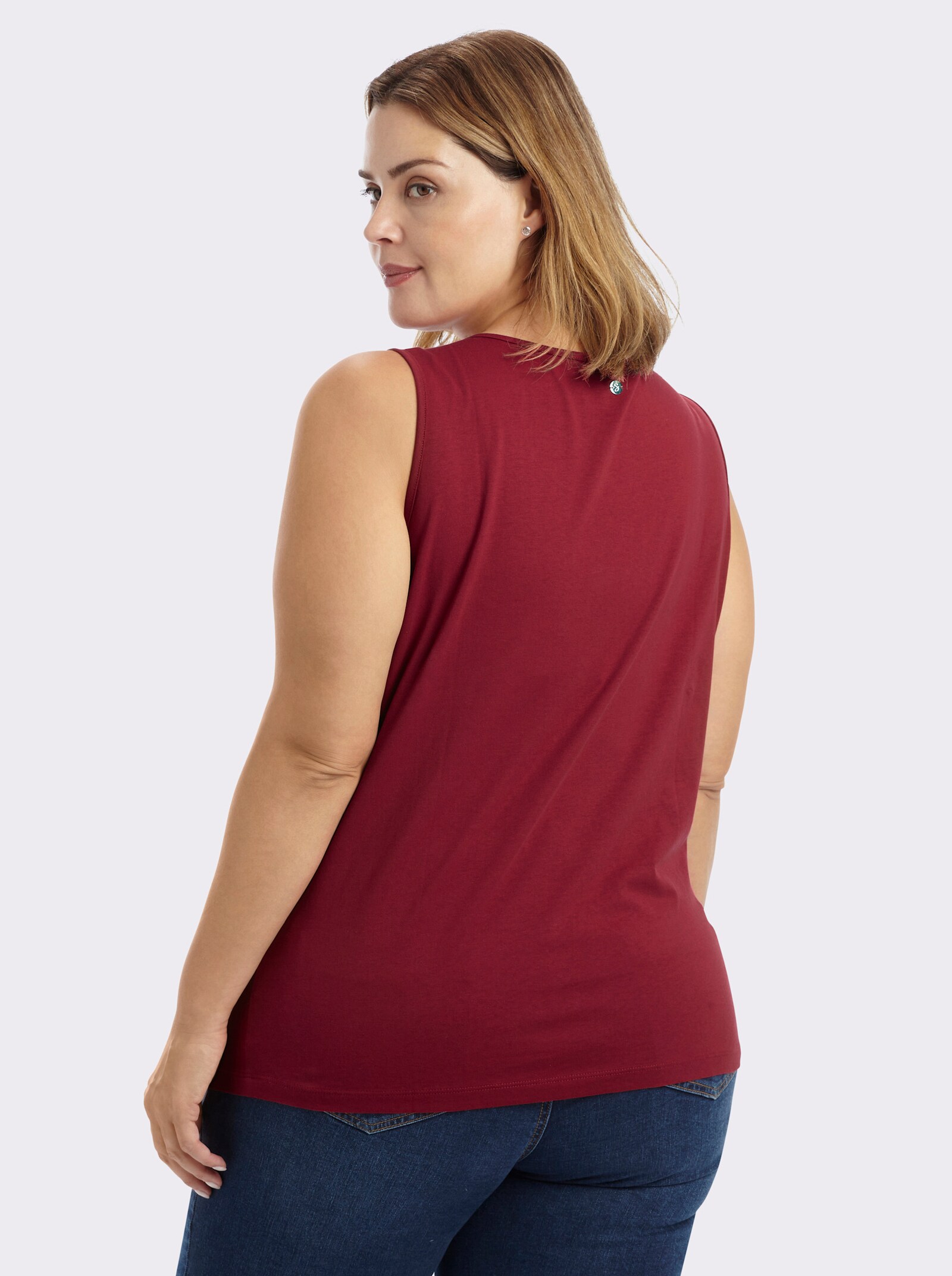 sheego Tanktop im Doppelpack - kirsche-weiß