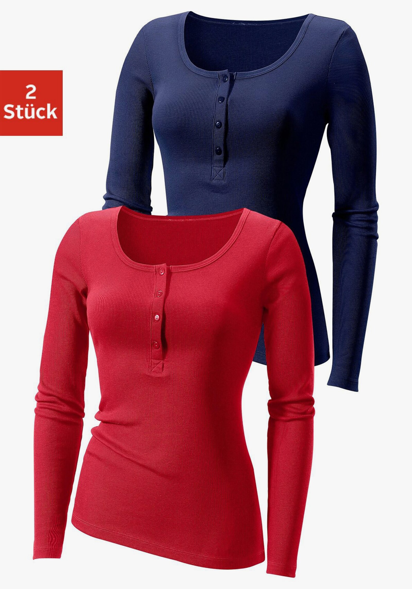 H.I.S Langarmshirt - marine, rot