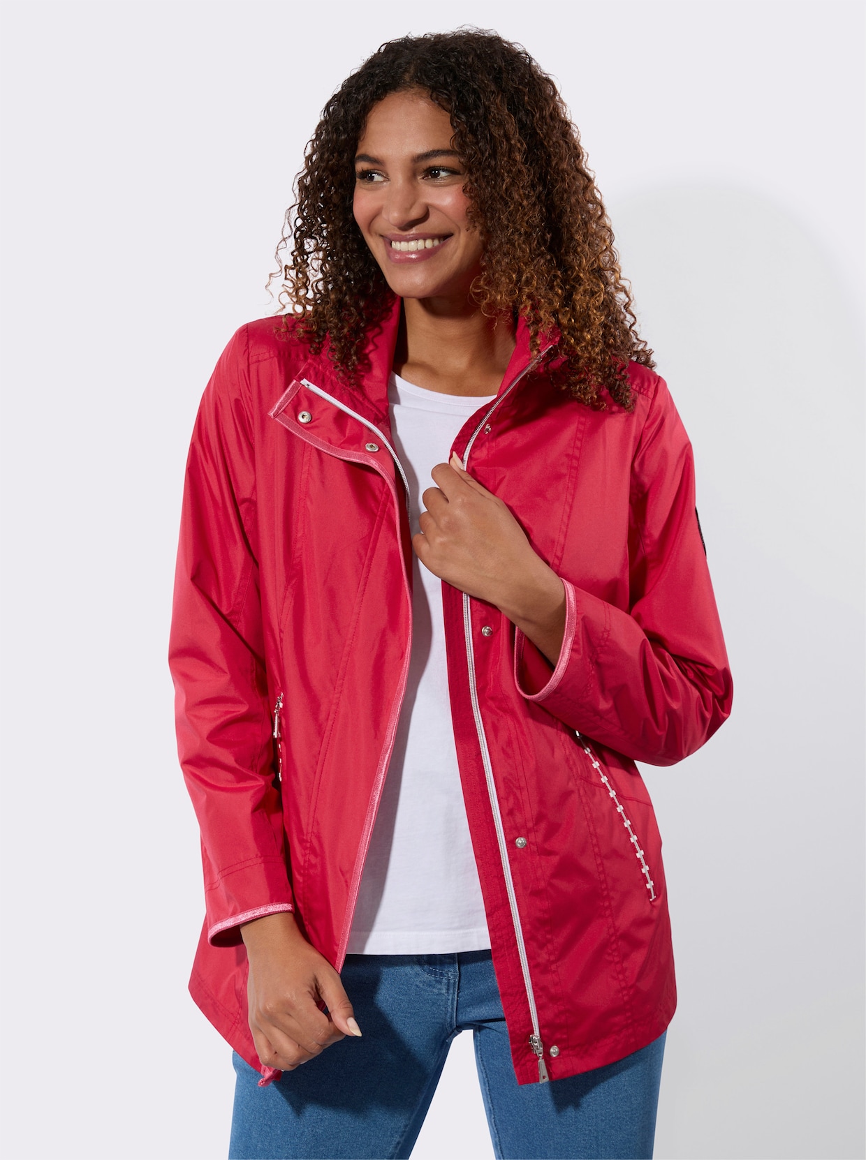 Jacke - erdbeere-weiß