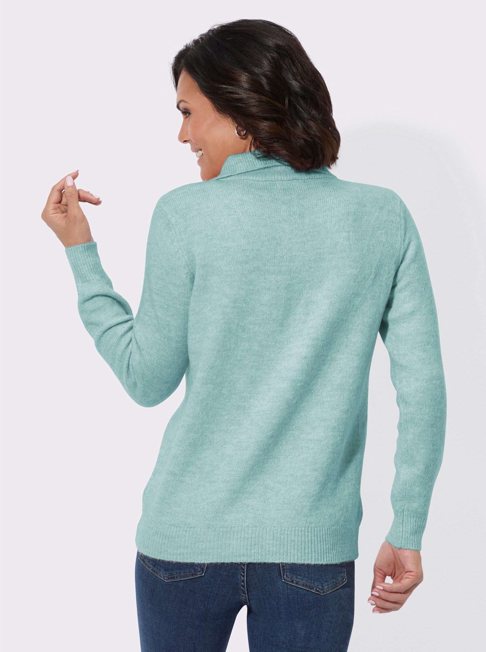Polopullover mit Reißverschluss - mint-meliert