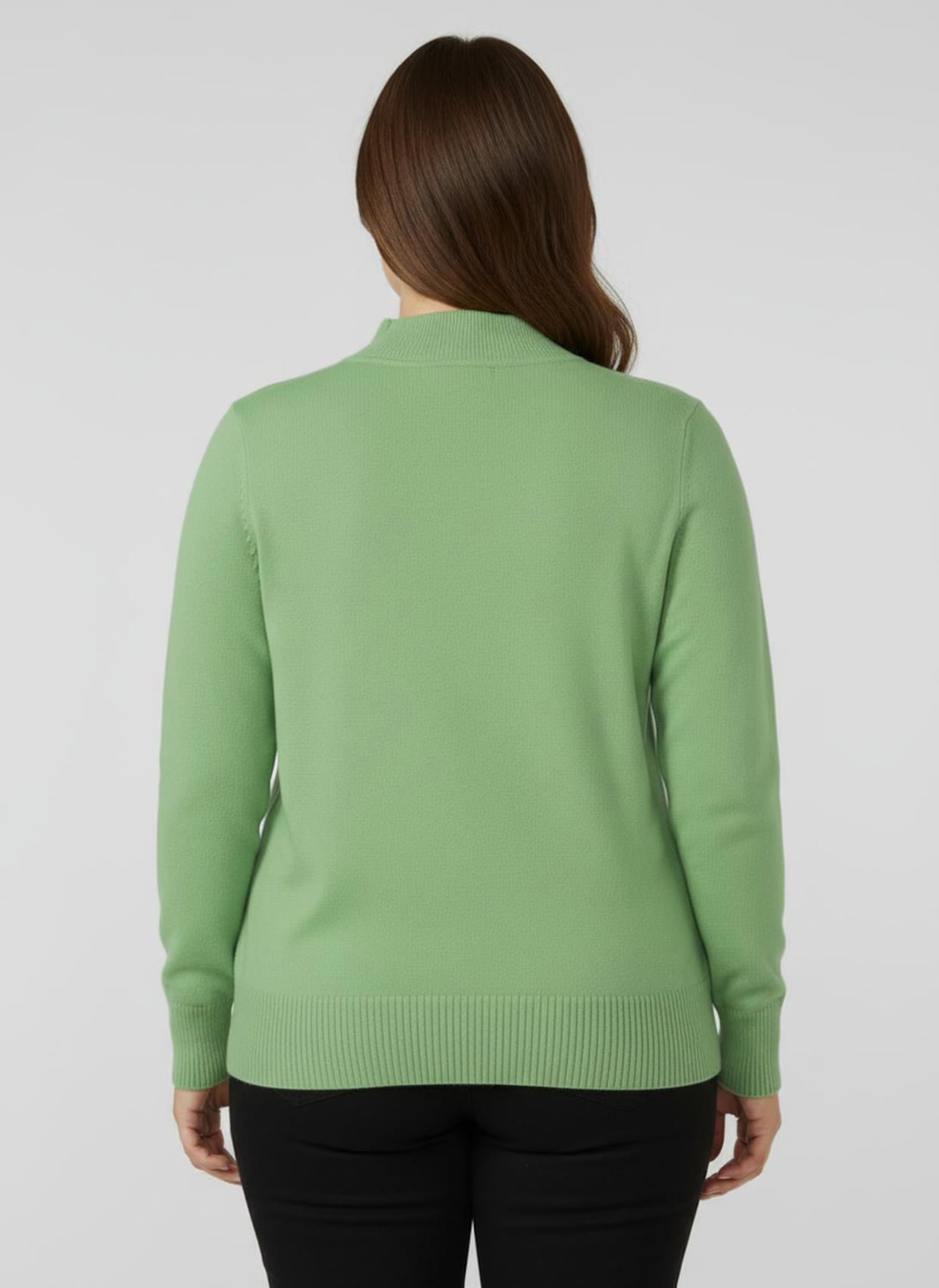 Stehkragenpullover mit Ripp-Abschlüssen - apfel