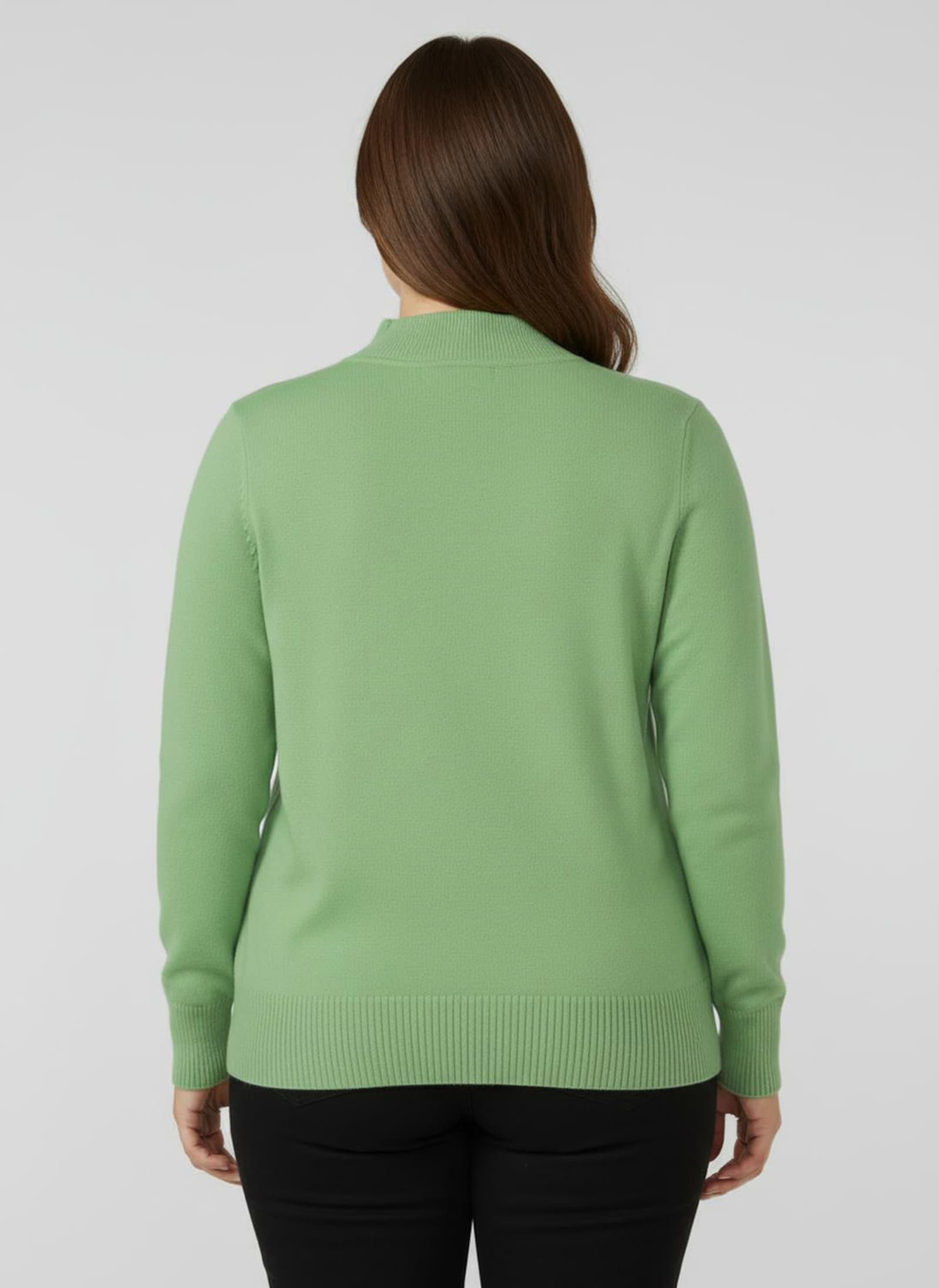 Stehkragenpullover mit Ripp-Abschlüssen - apfel