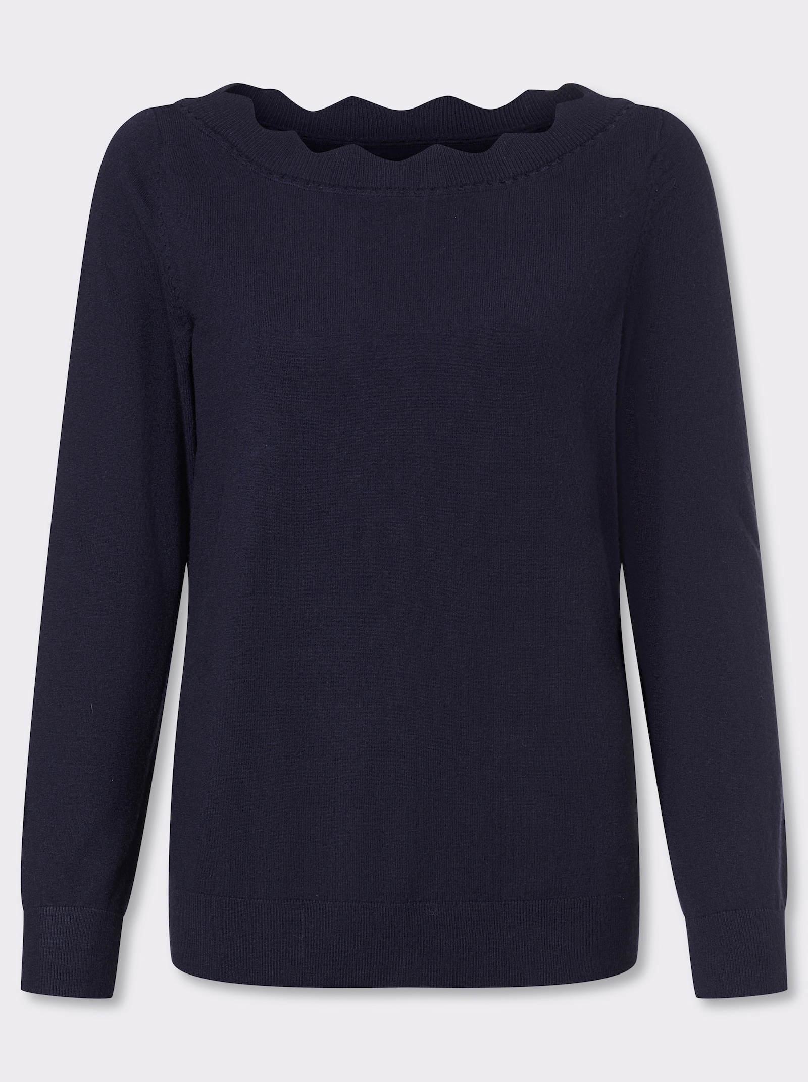 heine Feinstrickpullover mit Wellenkante - marine