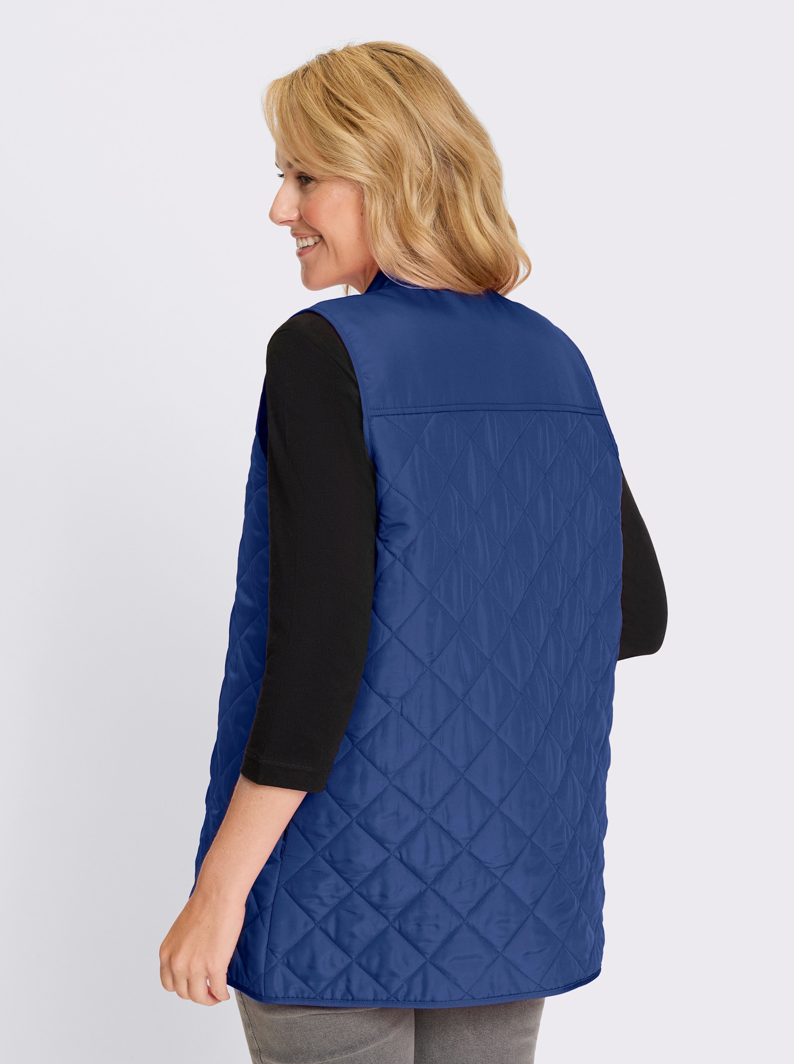 Longweste mit Stepp-Muster - jeansblau