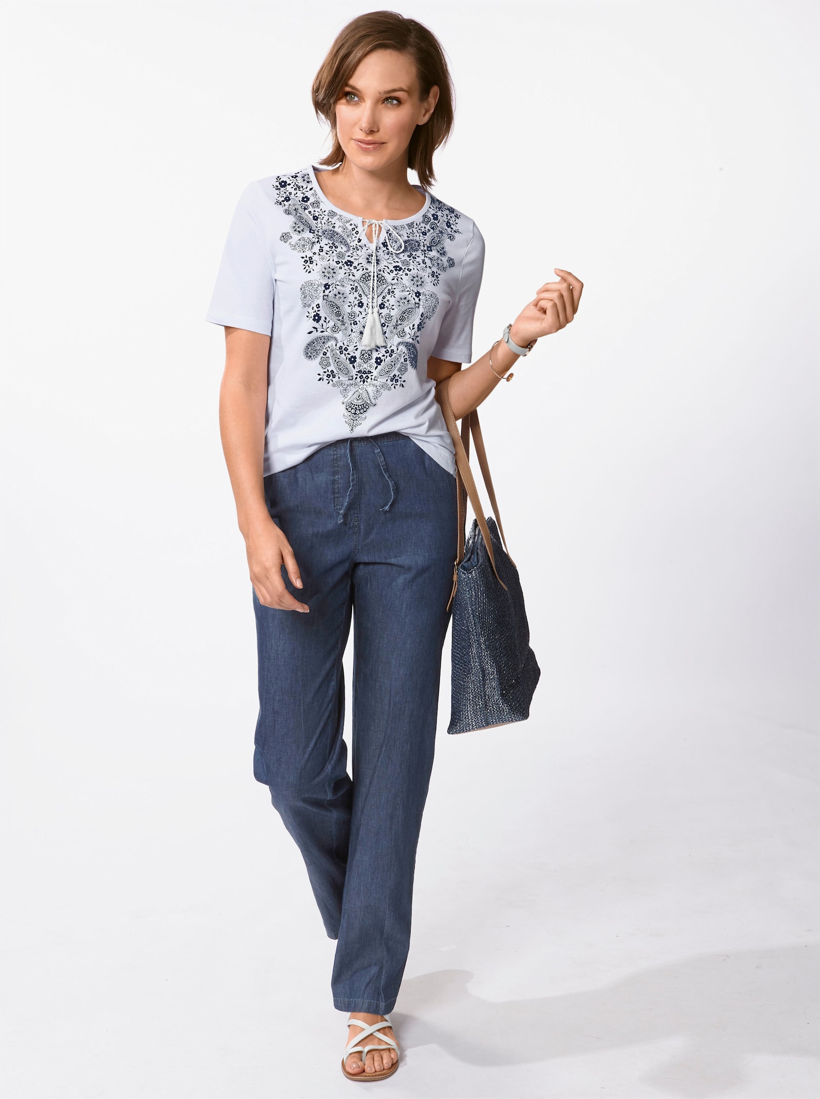 Palazzobroek van jeansstof - dark-blue