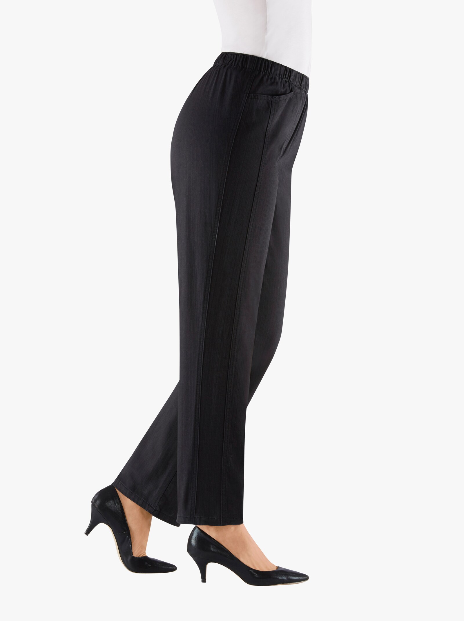 Schlupfjeans mit Rundum-Dehnbund - schwarz