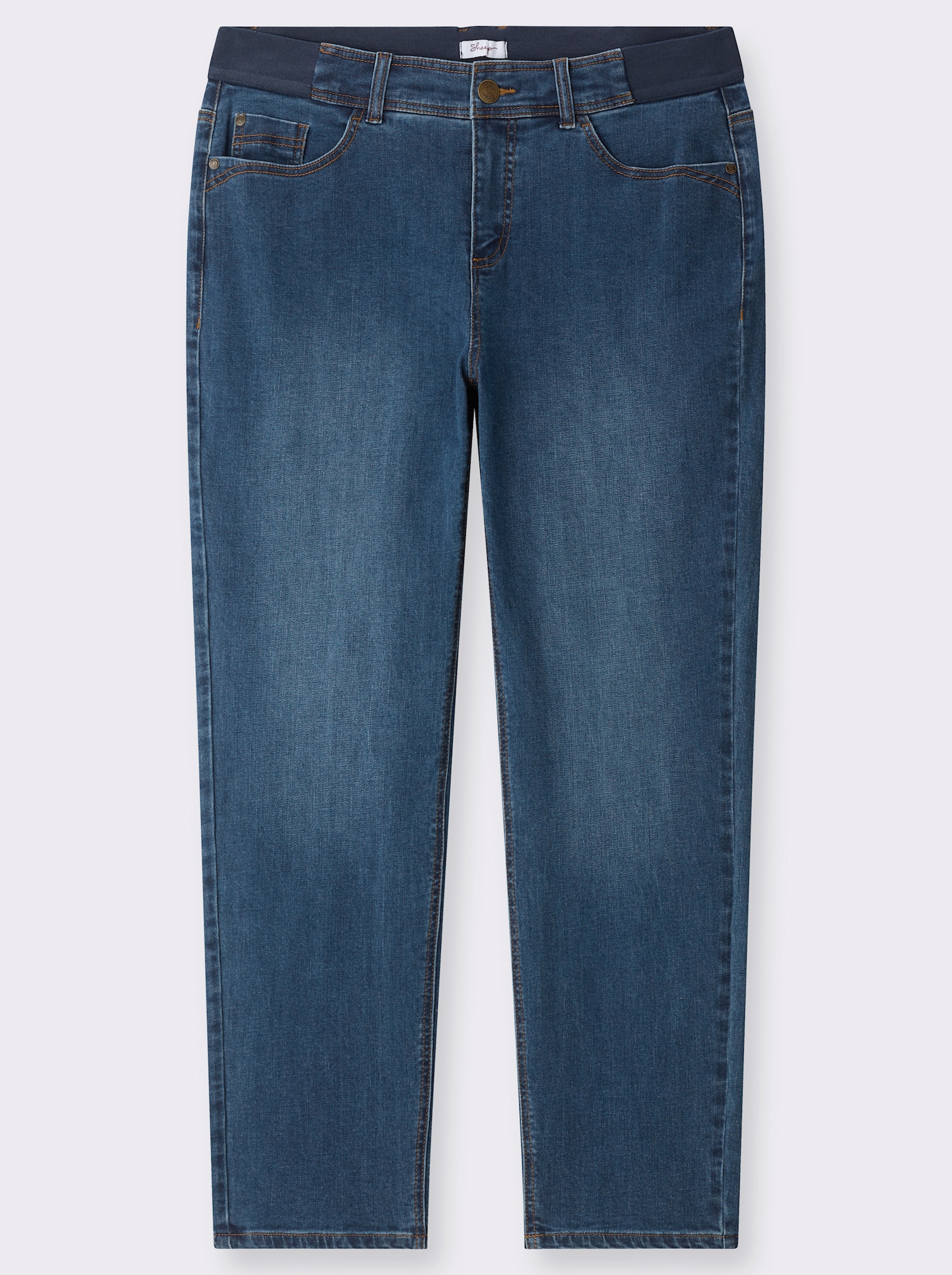 sheego Jeans mit schmalem Bein und Komfortbund - blue-stone-washed