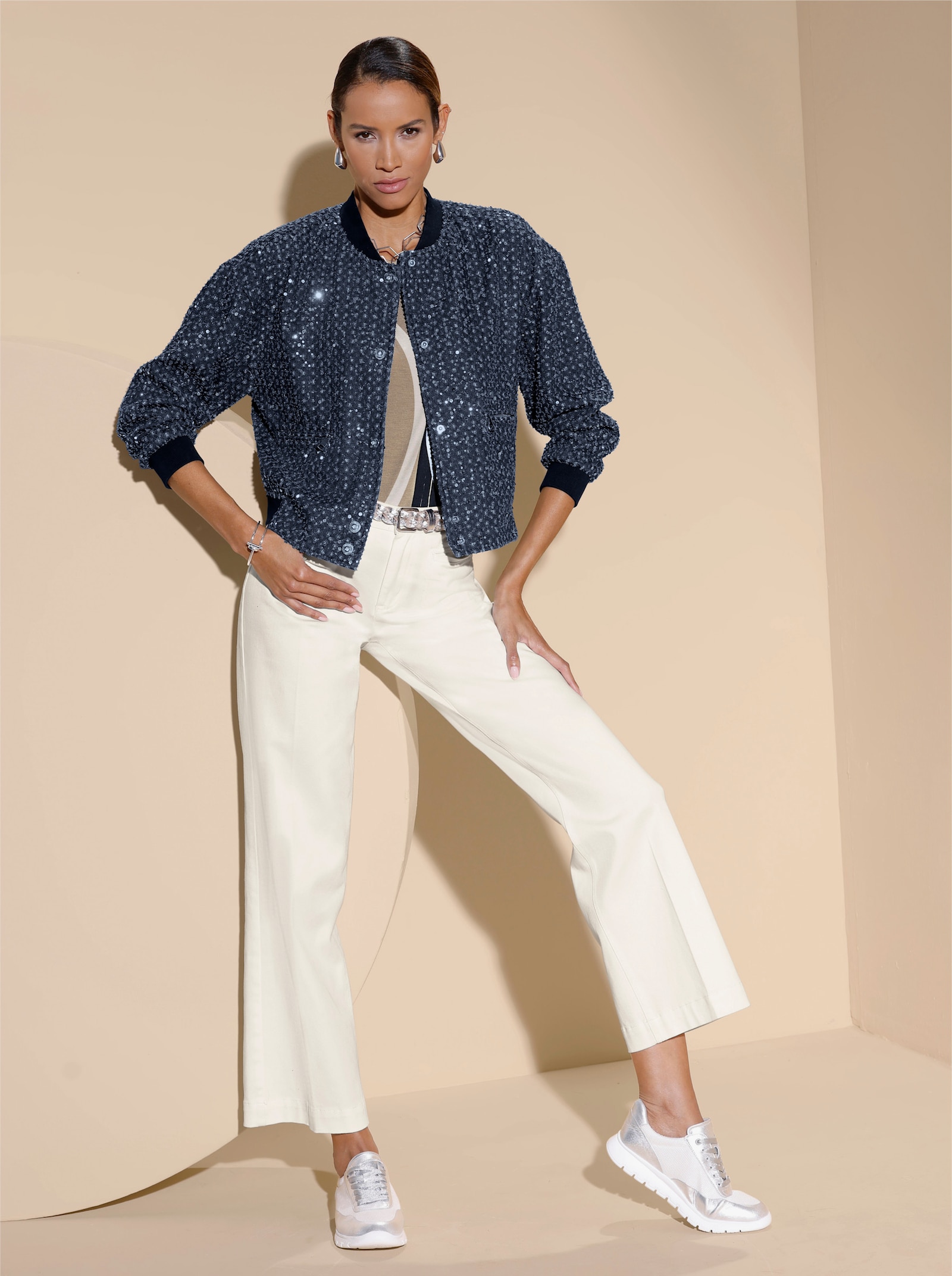 Blouson met glinsterende pailletten - dark-blue