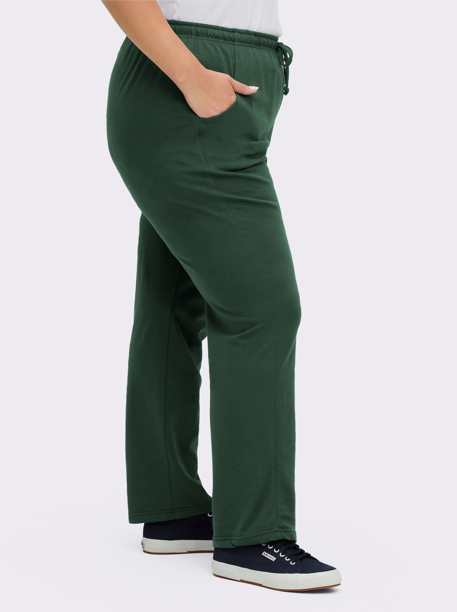 Jerseyhose mit Tunnelzug und Bindeband - moos