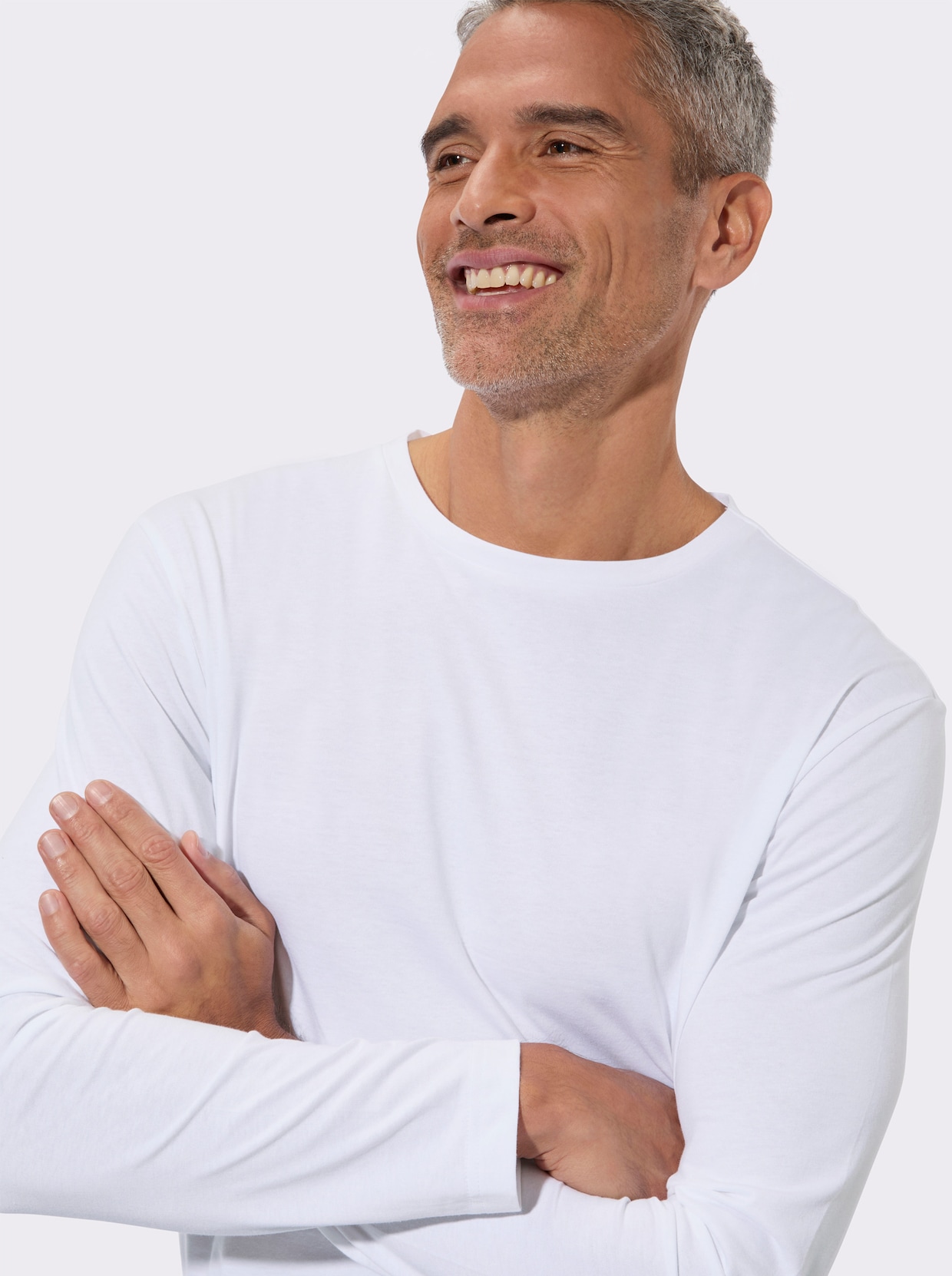 Tričko s dlouhým rukávem z čisté bavlny - bílá