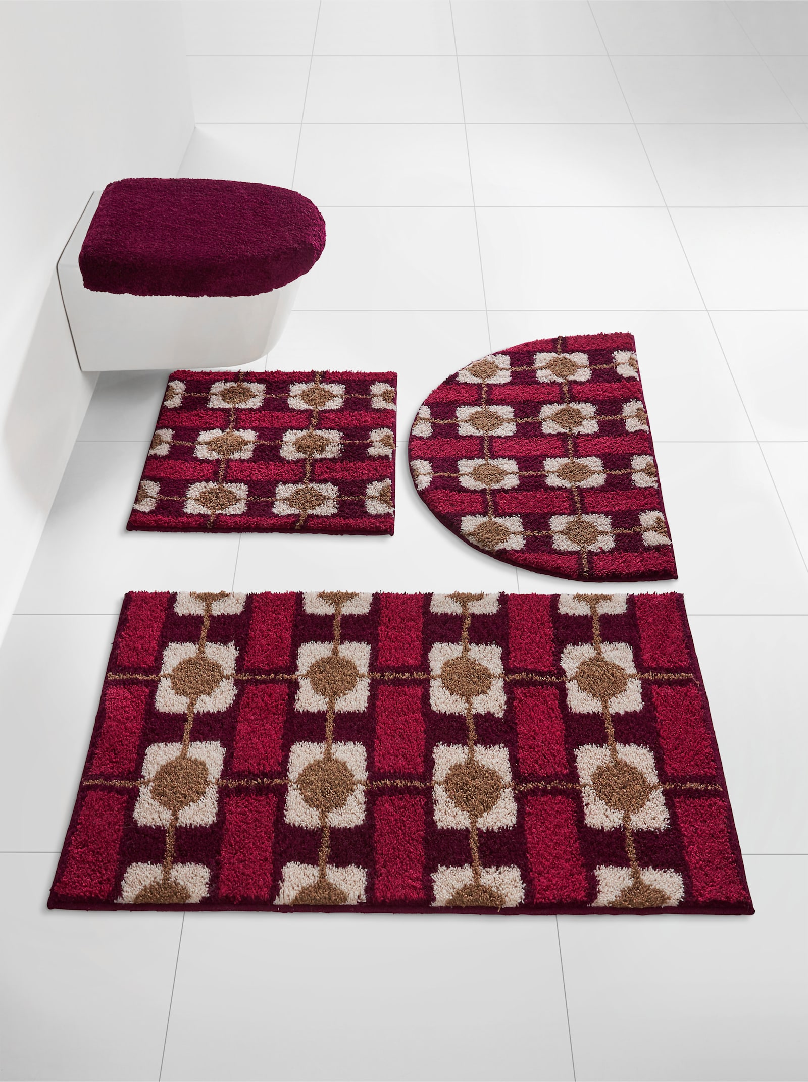 Grund Badematte - bordeaux-gemustert