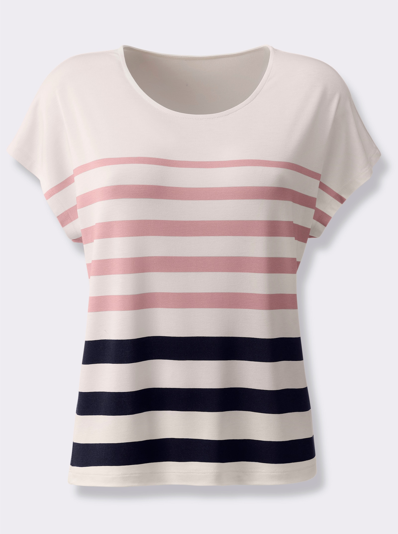 Twinset au motif rayé - écru-rose à rayures fines