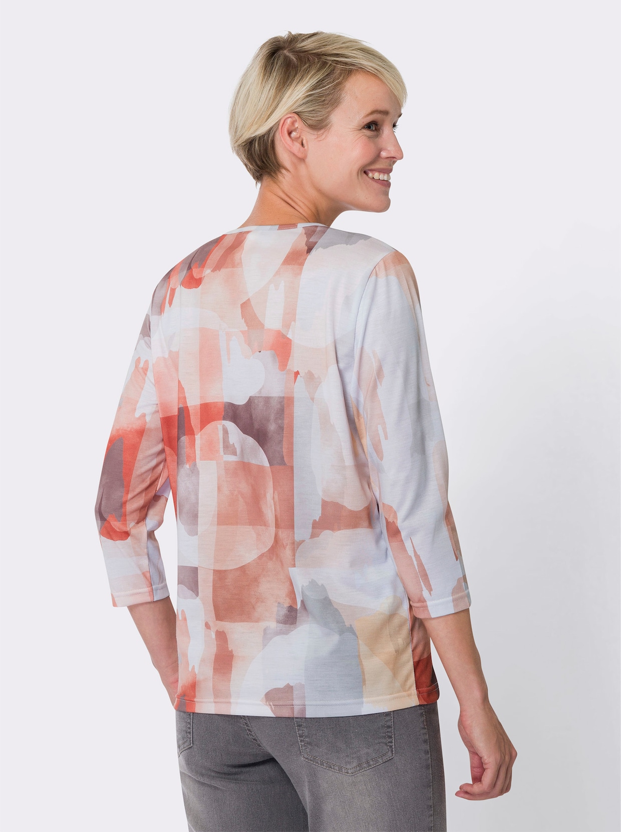 Shirt met 3/4-mouw - terra/choco geprint