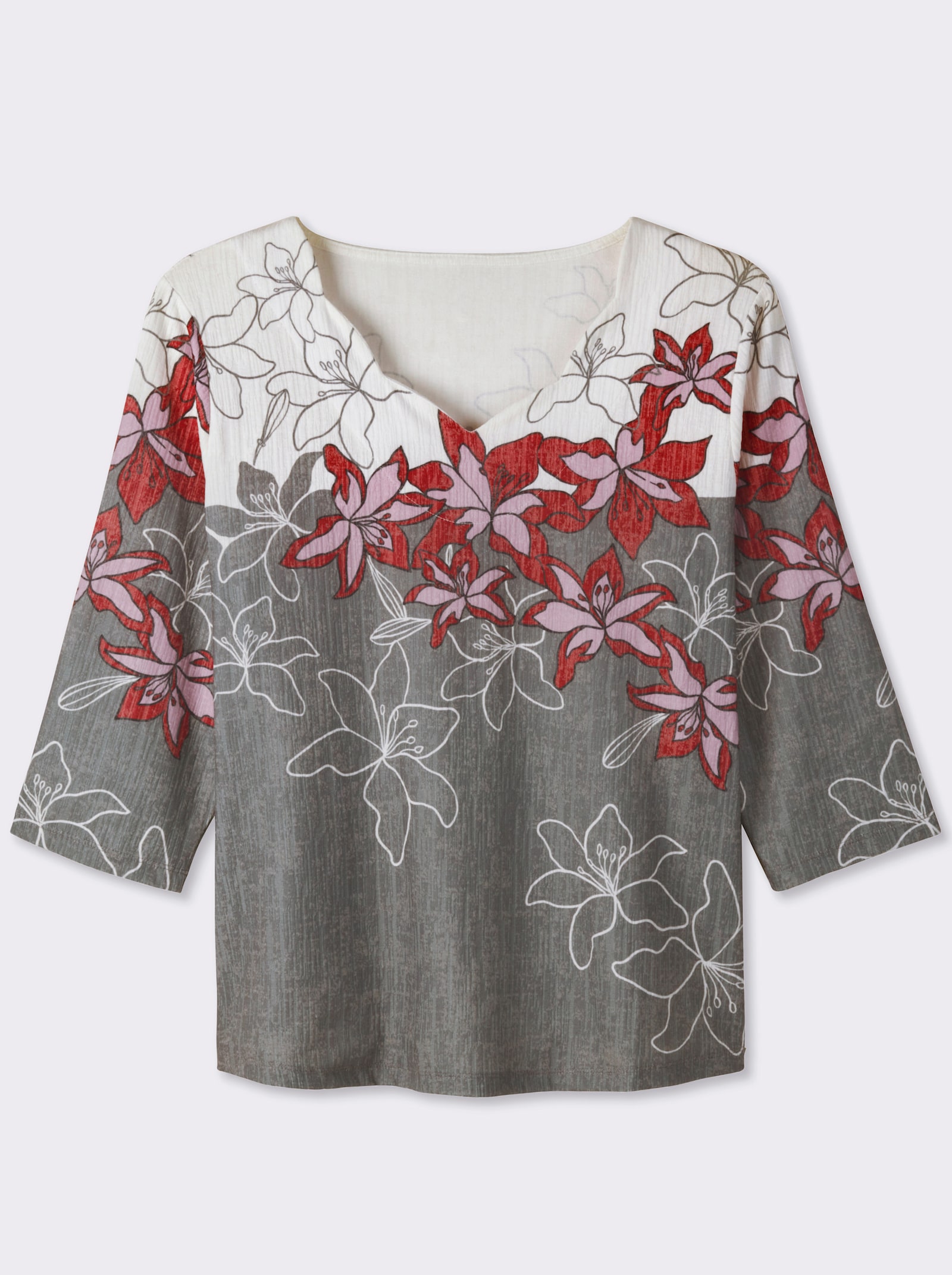 Print-Shirt mit gebogten Kanten - rot-schwarz-bedruckt