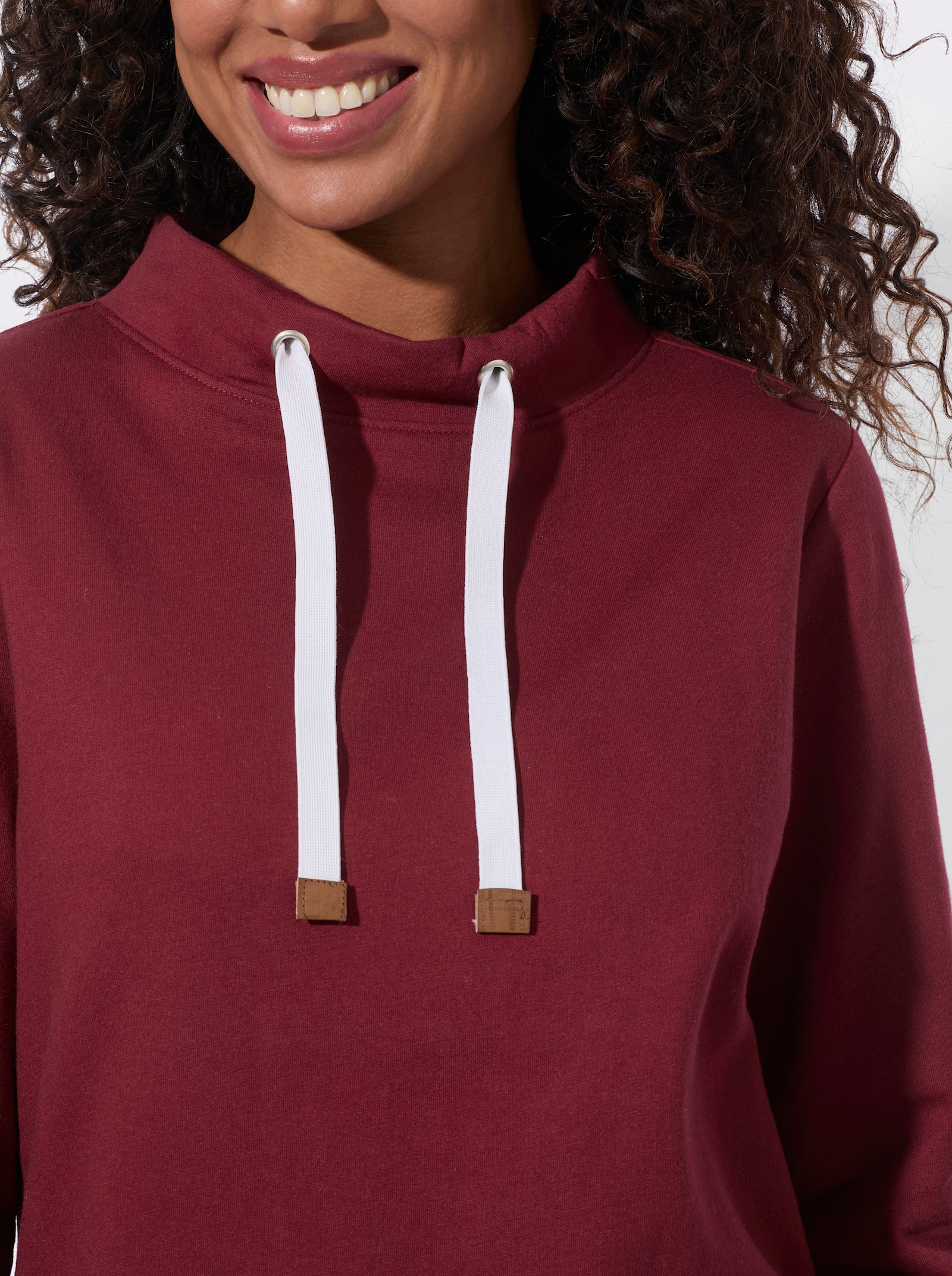  Sweatshirt mit Stehkragen - dunkelrot