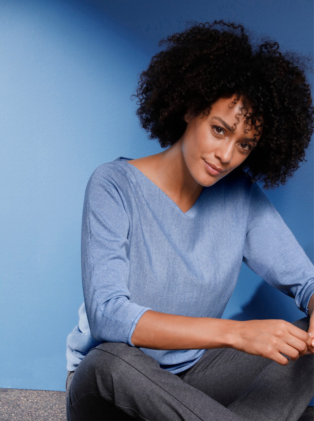 Pull à manches 3/4 - bleu