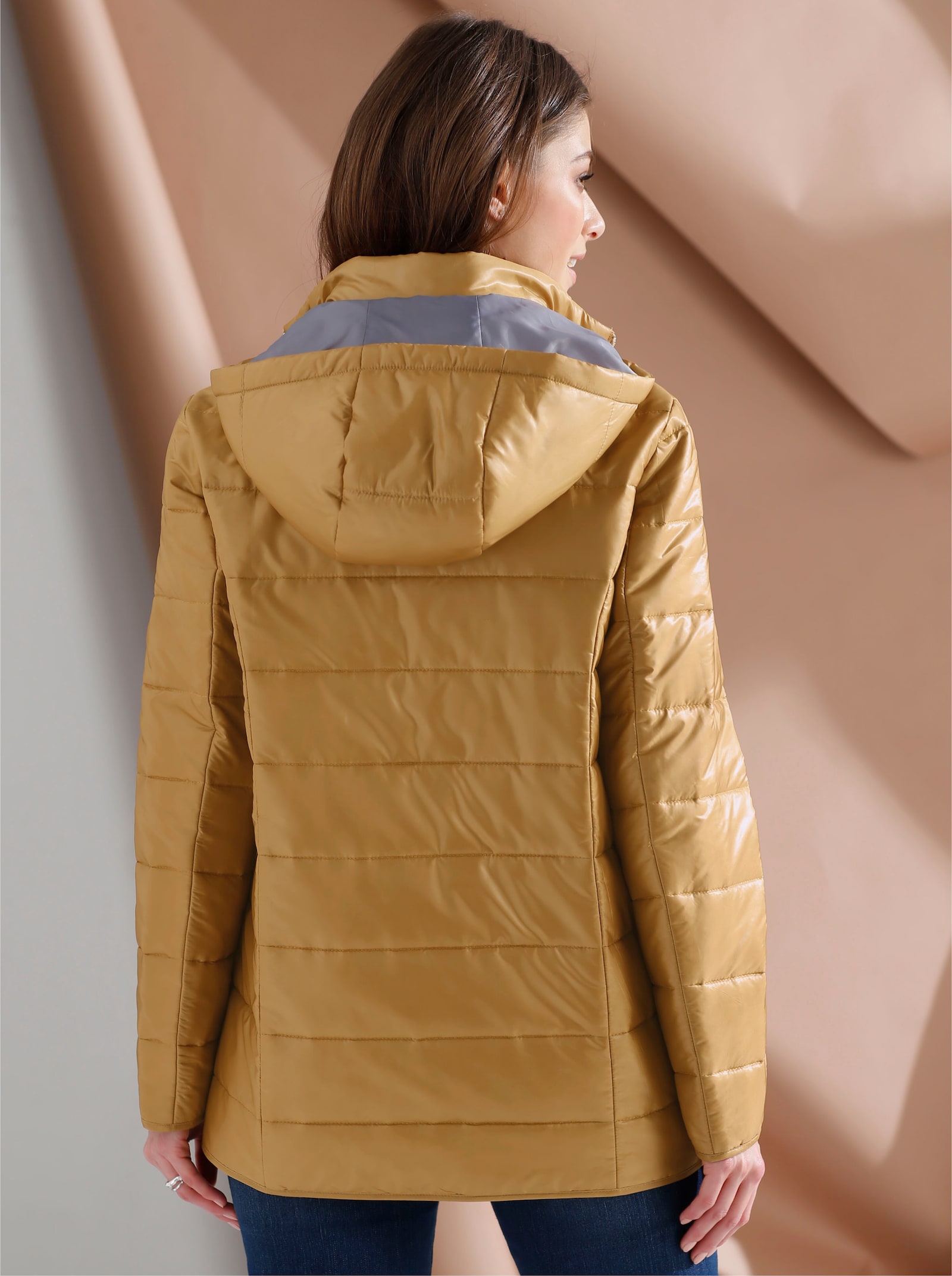 Steppjacke mit Kapuze, wärmend - senfgelb