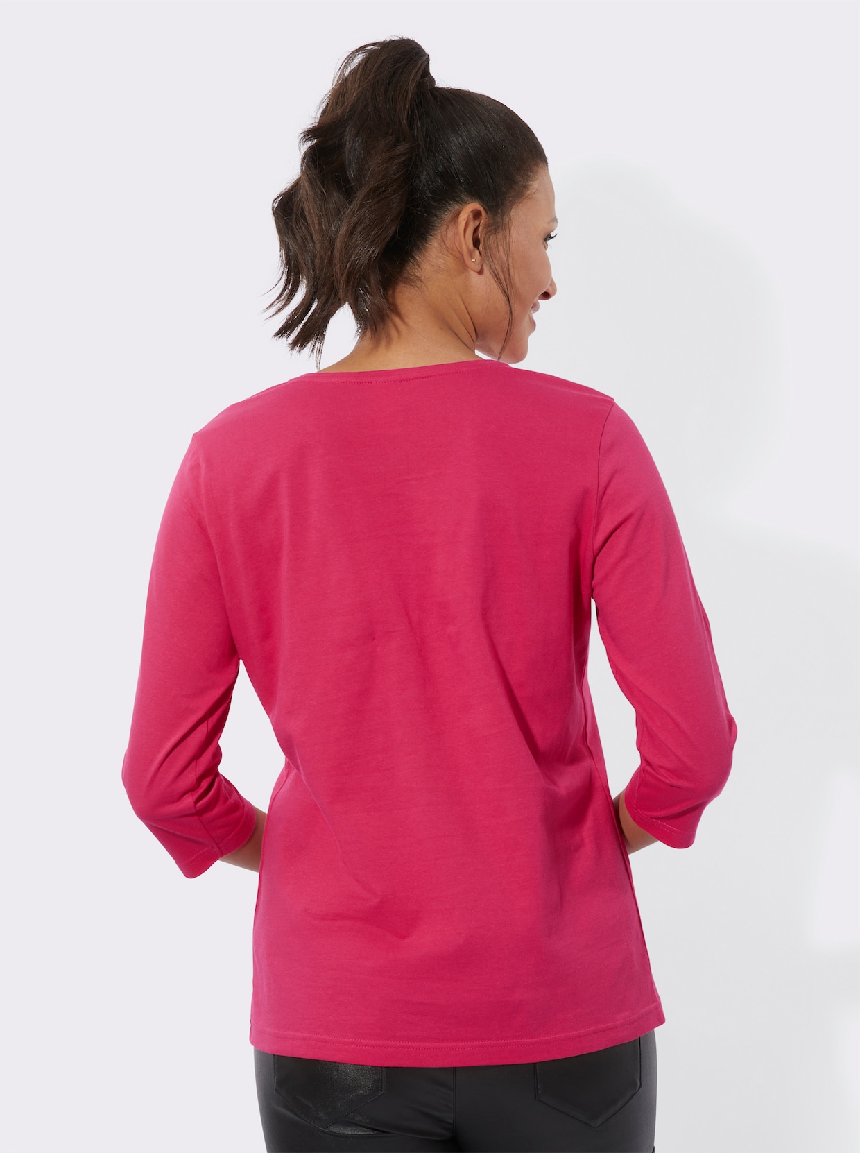 Tričko s 3/4 rukávem - pink-ecru