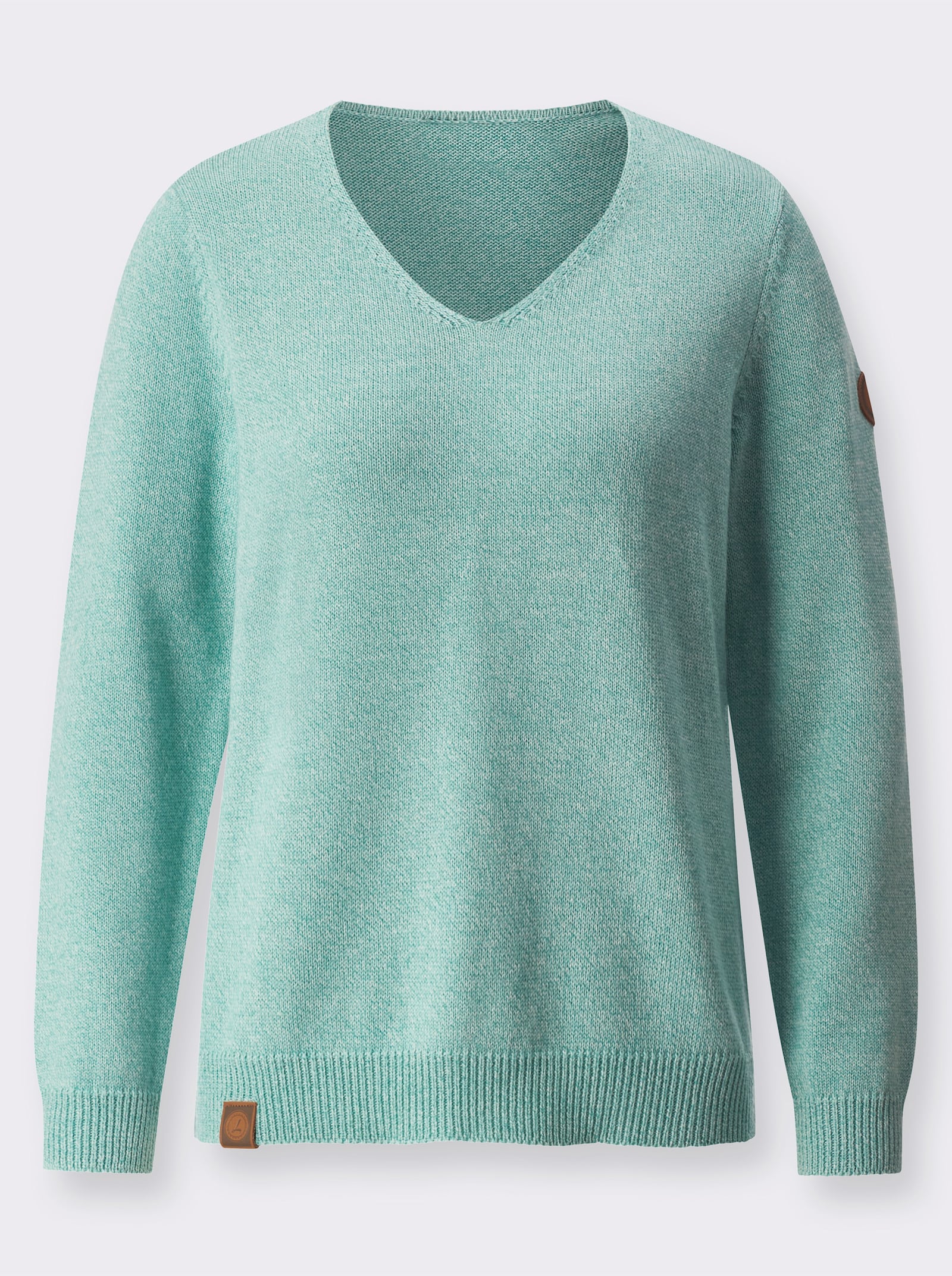 Pullover mit Ripp-Abschlüssen - salbei-meliert