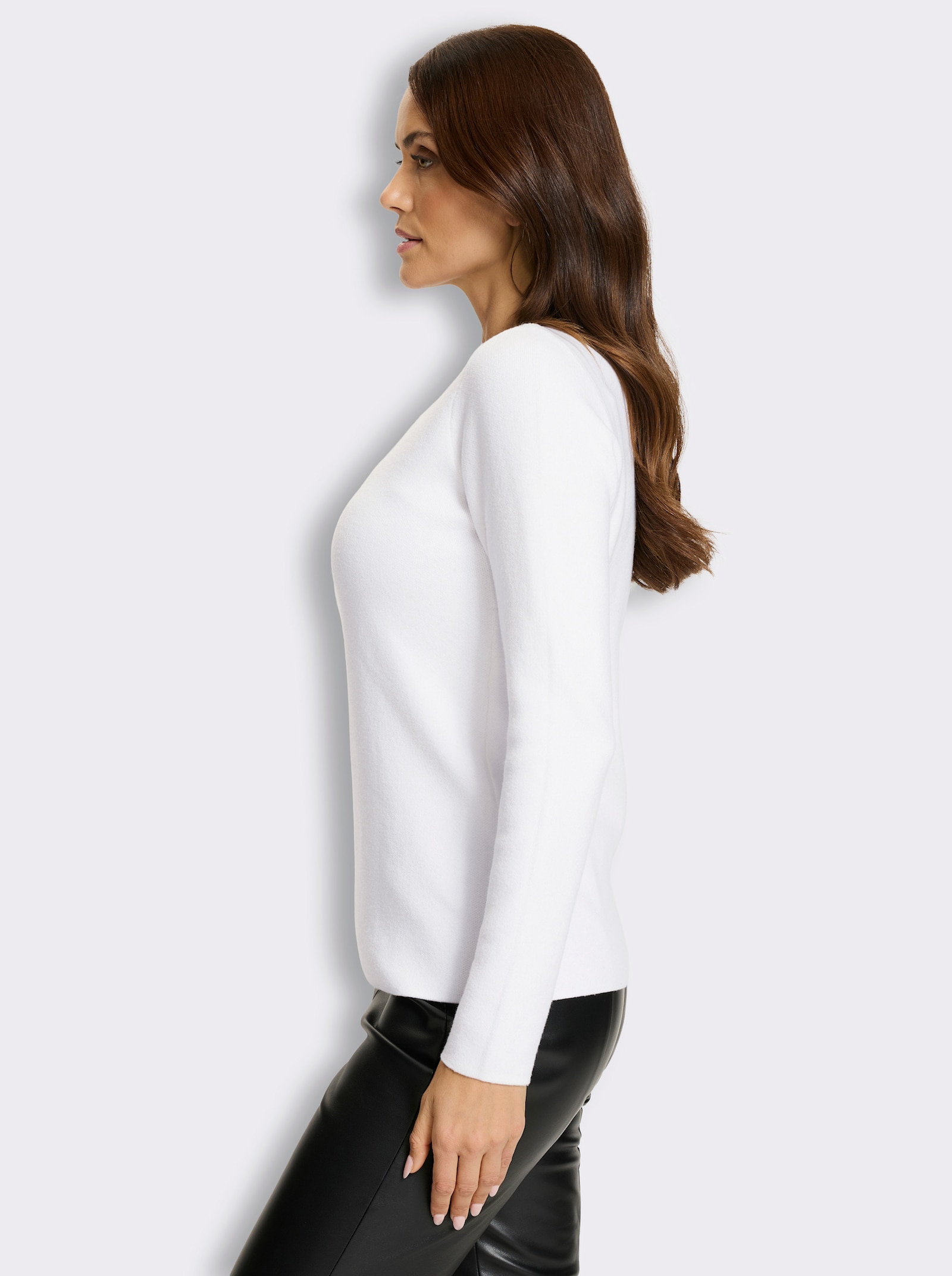 heine Langarm-Pullover mit Glitzersteinchen-Verzierung - ecru