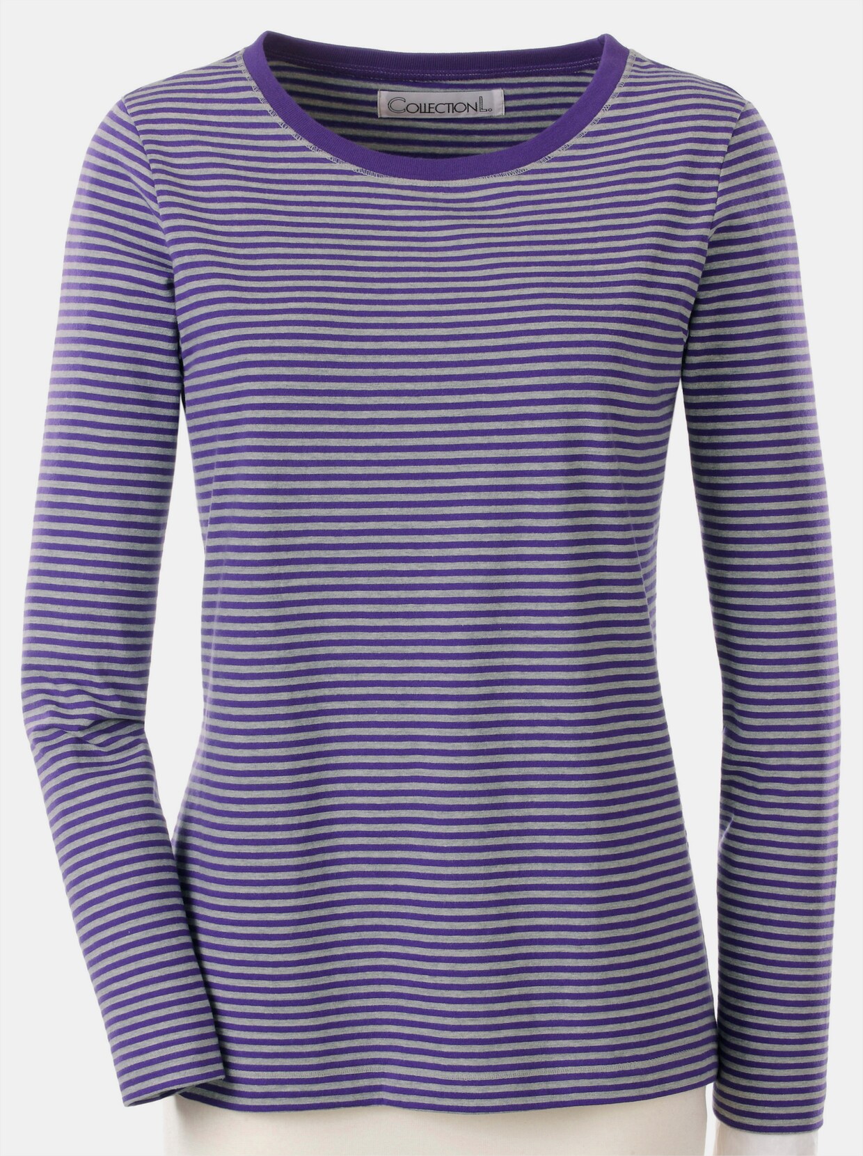 T-shirt à manches longues - violet-gris à rayures fines