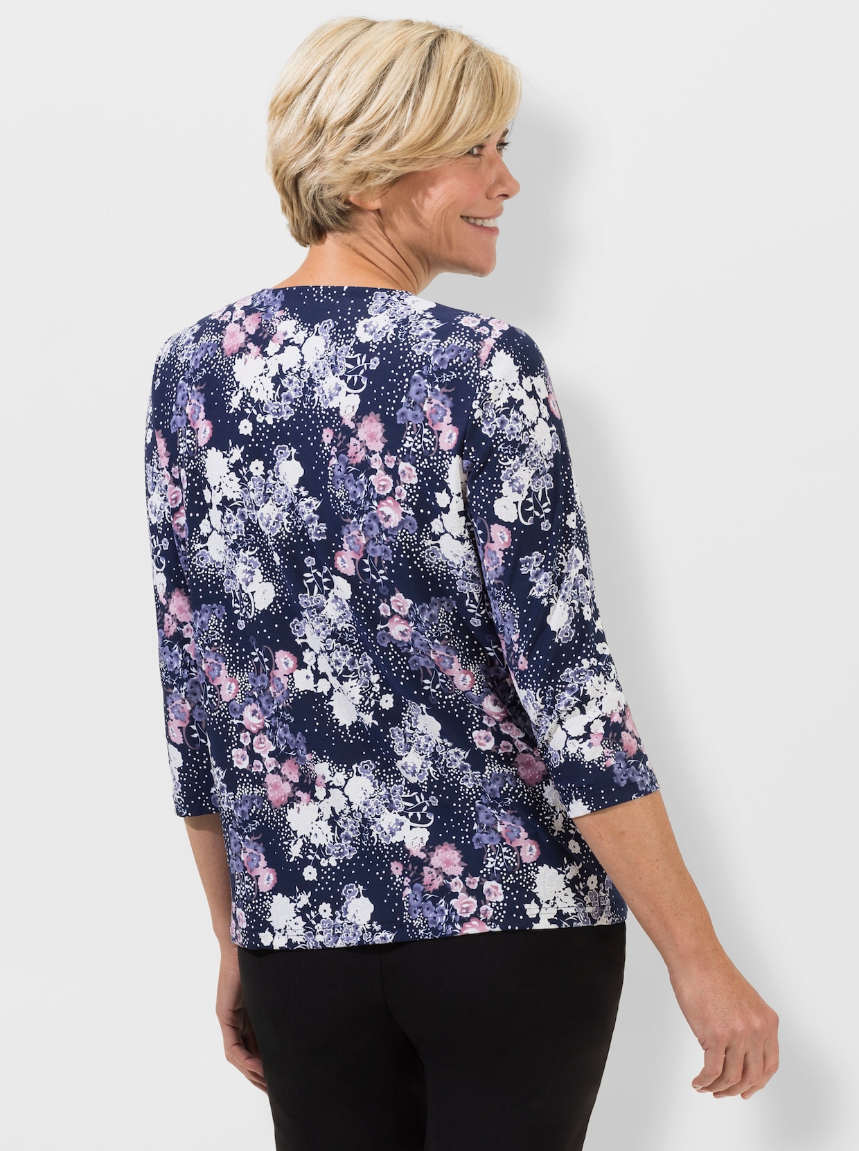 Shirt met 3/4-mouw - hortensia bedrukt