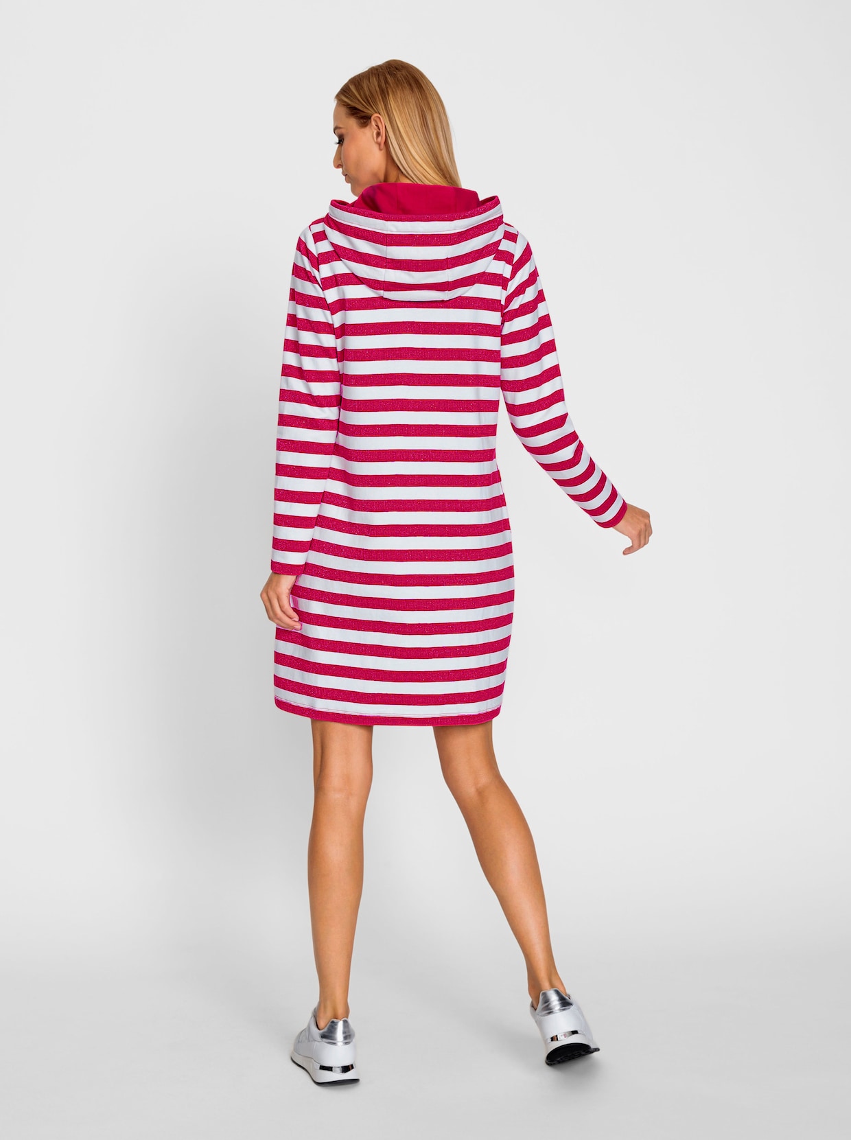 heine Robe en matière sweat - fuchsia-blanc à rayures