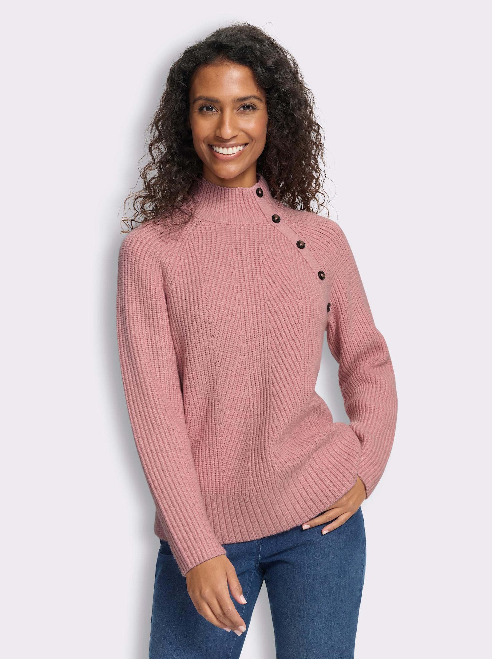 heine Pullover mit Zierknöpfen - rosenquarz