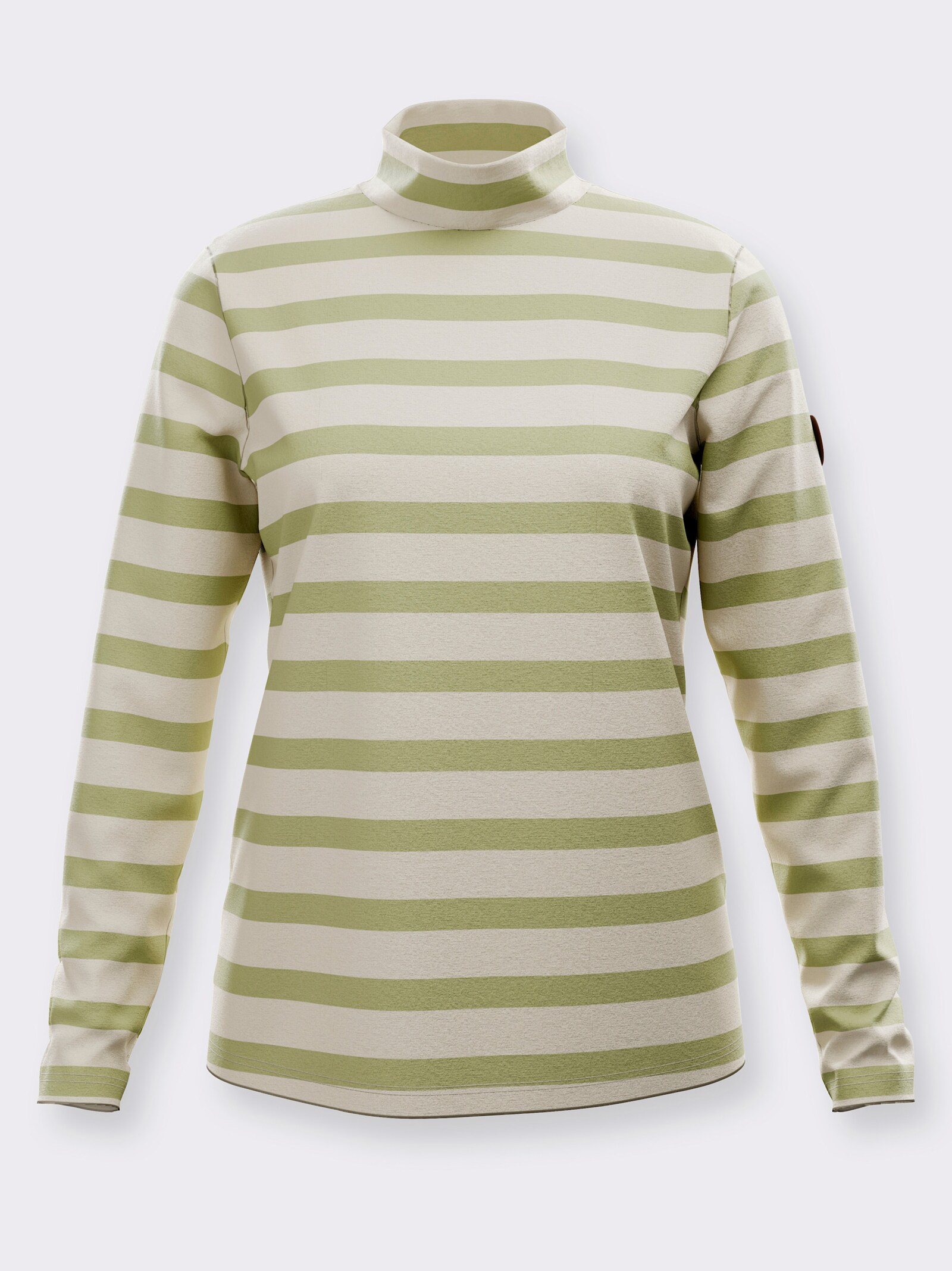 Stehkragenshirt - schilf-sand-geringelt