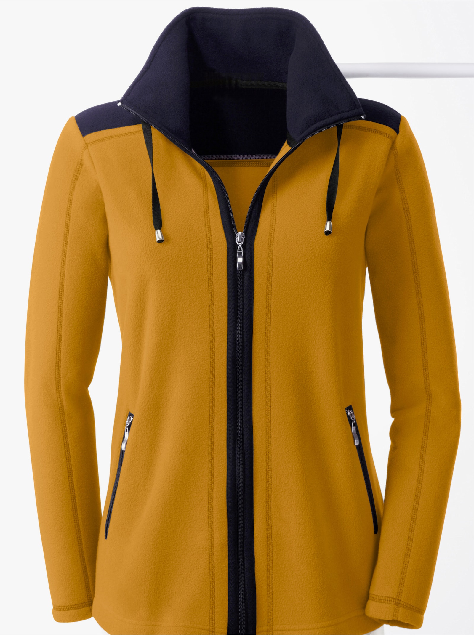 Fleecejacke mit Kontraststreifen - mais-schwarz