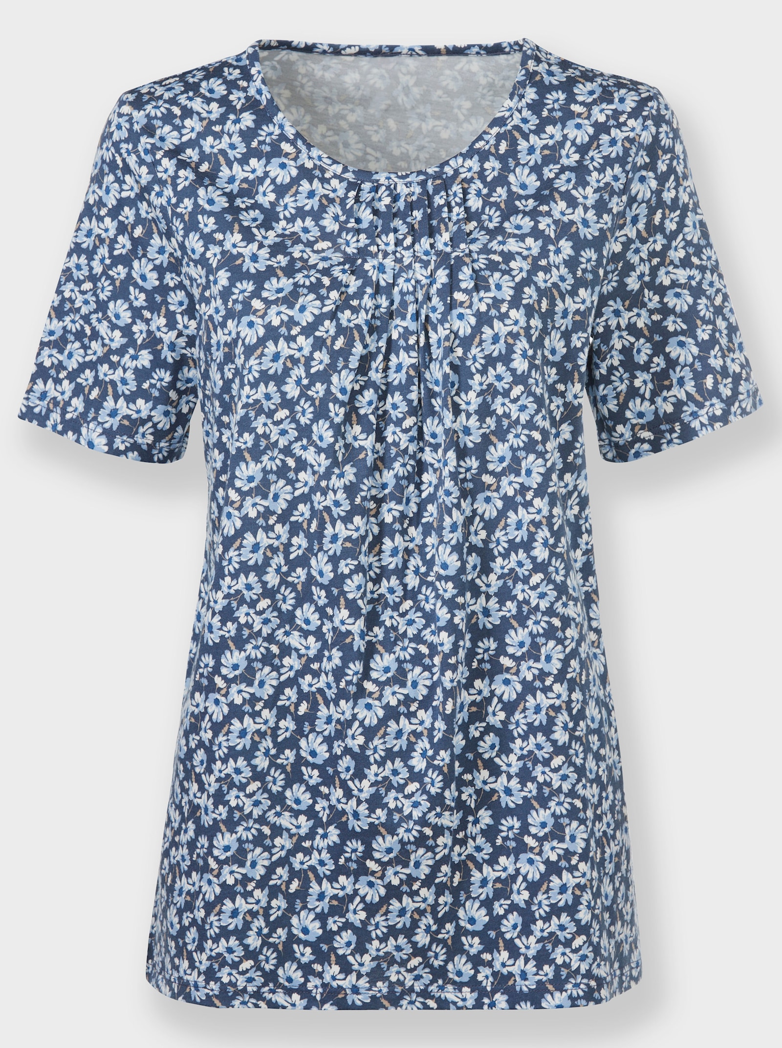 Tunikashirt mit Blümchendruck - rauchblau-bleu-bedruckt