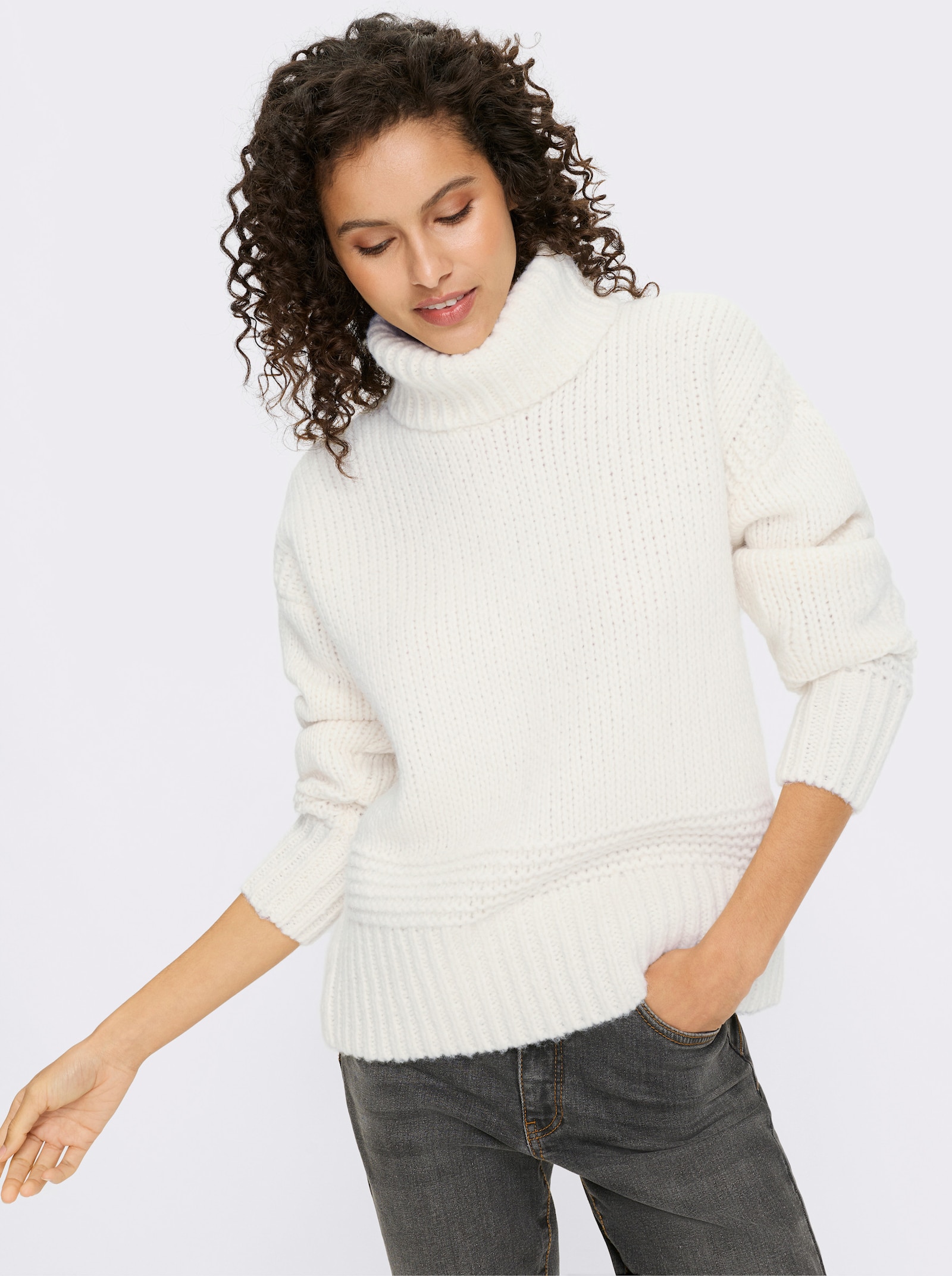 heine Rollkragenpullover mit Strukturstrick - ecru