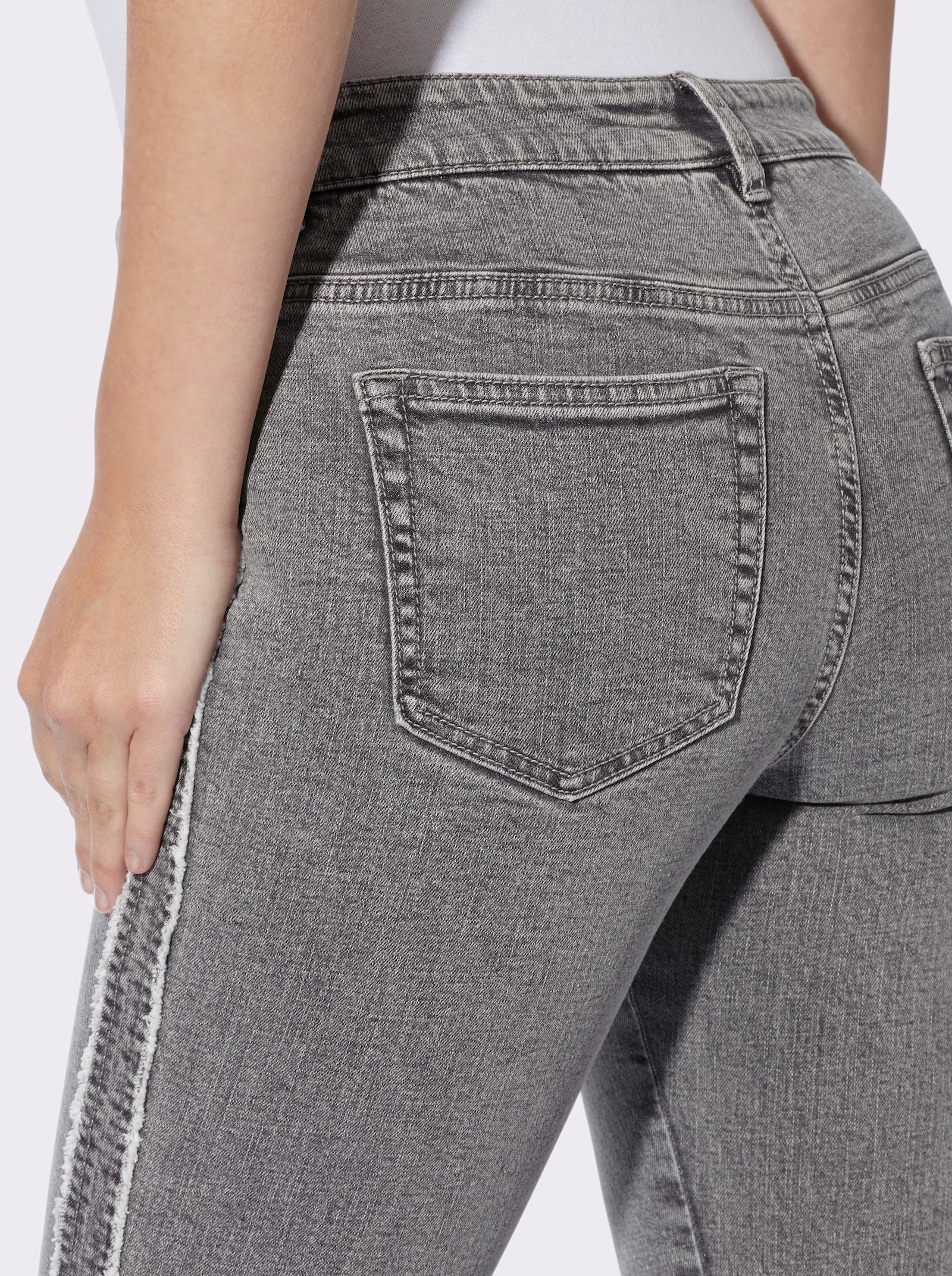 heine 5-pocketjeans met galonstrepen - grey denim